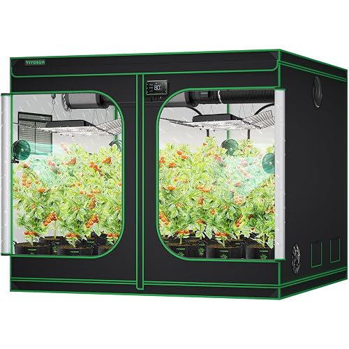 VIVOSUN S888 8x8 Large Grow Tent 96"x96"x80" Mylar Growing Tents | Large Easy-View Window, Removable Floor Tray, 100% Reflective Mylar Interior, Heavy-Duty Steel Poles