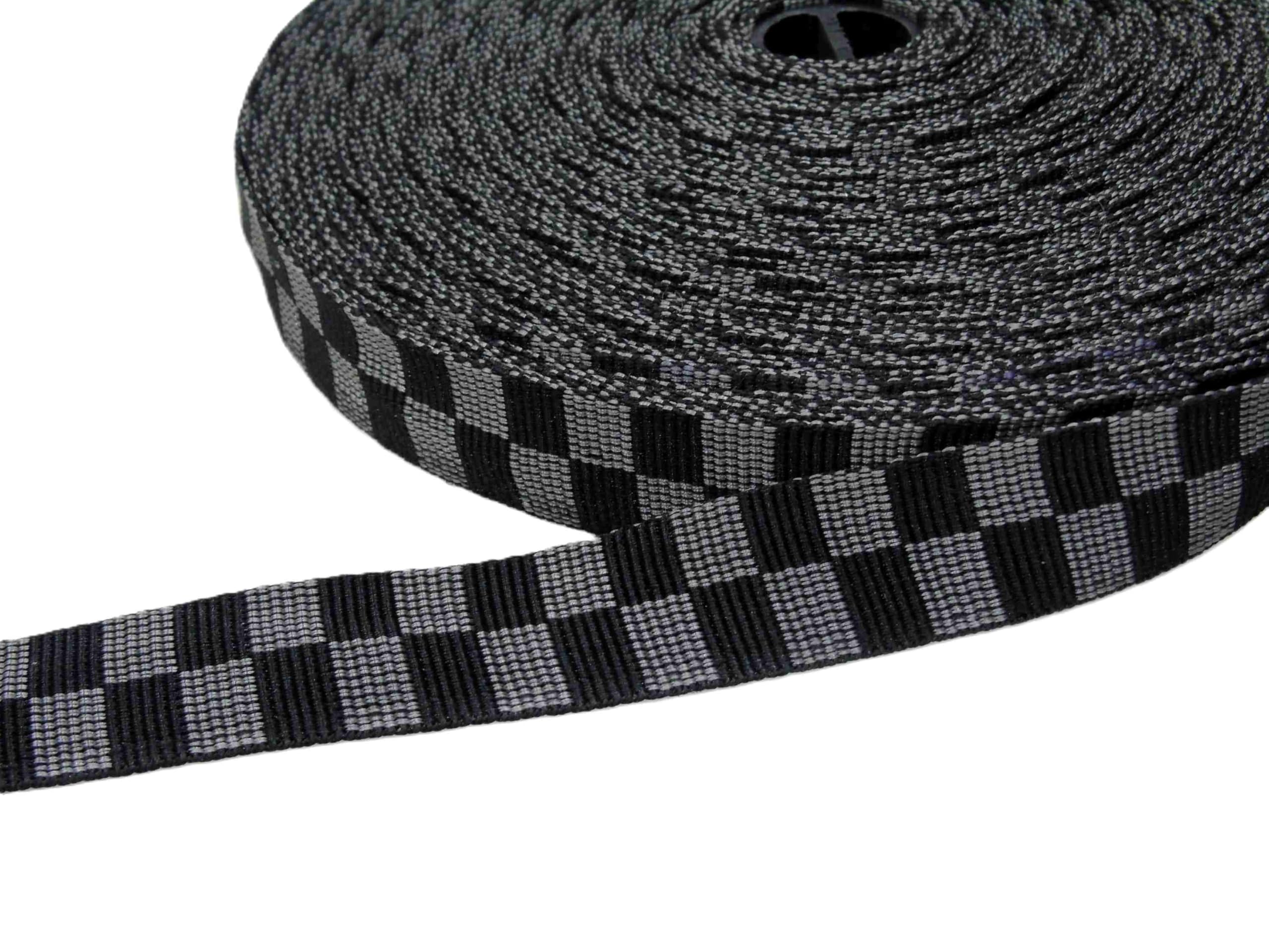 Strala 1 Inch,1 roll - 20 Meter Niwar Narrow Woven Fabric Niwar Patta Roll Tapes of Nylon for Bags, Chair, Home Textile, Shoes, Handicraft (Best in Class Heavy Duty) (Black Chess, 1 inch)-image-35