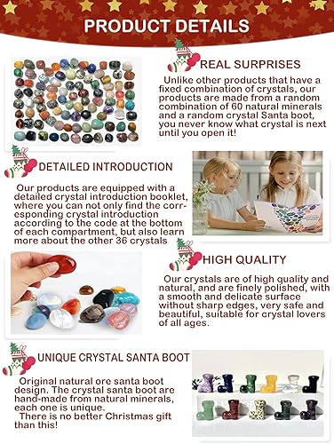 Miniatura 5 de Sparkle x Lab Calendario de Adviento de cristales 2023 con 23 piedras preciosas y 1 bota de Papá Noel de cristal, 24 días de cristales reales y