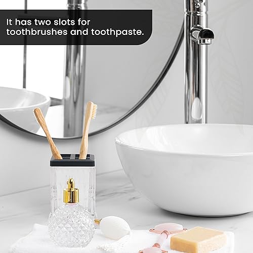 Miniatura 5 de H Halston Soporte para cepillo de dientes de vidrio pesado, organizador para baño, cocina, oficina, almacenamiento en el hogar