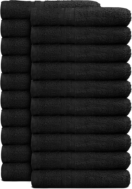 12 x Black Salon Hairdressing & Beauty Towels - 100% Cotton 50x85cm 400gsm Overnight Delivery