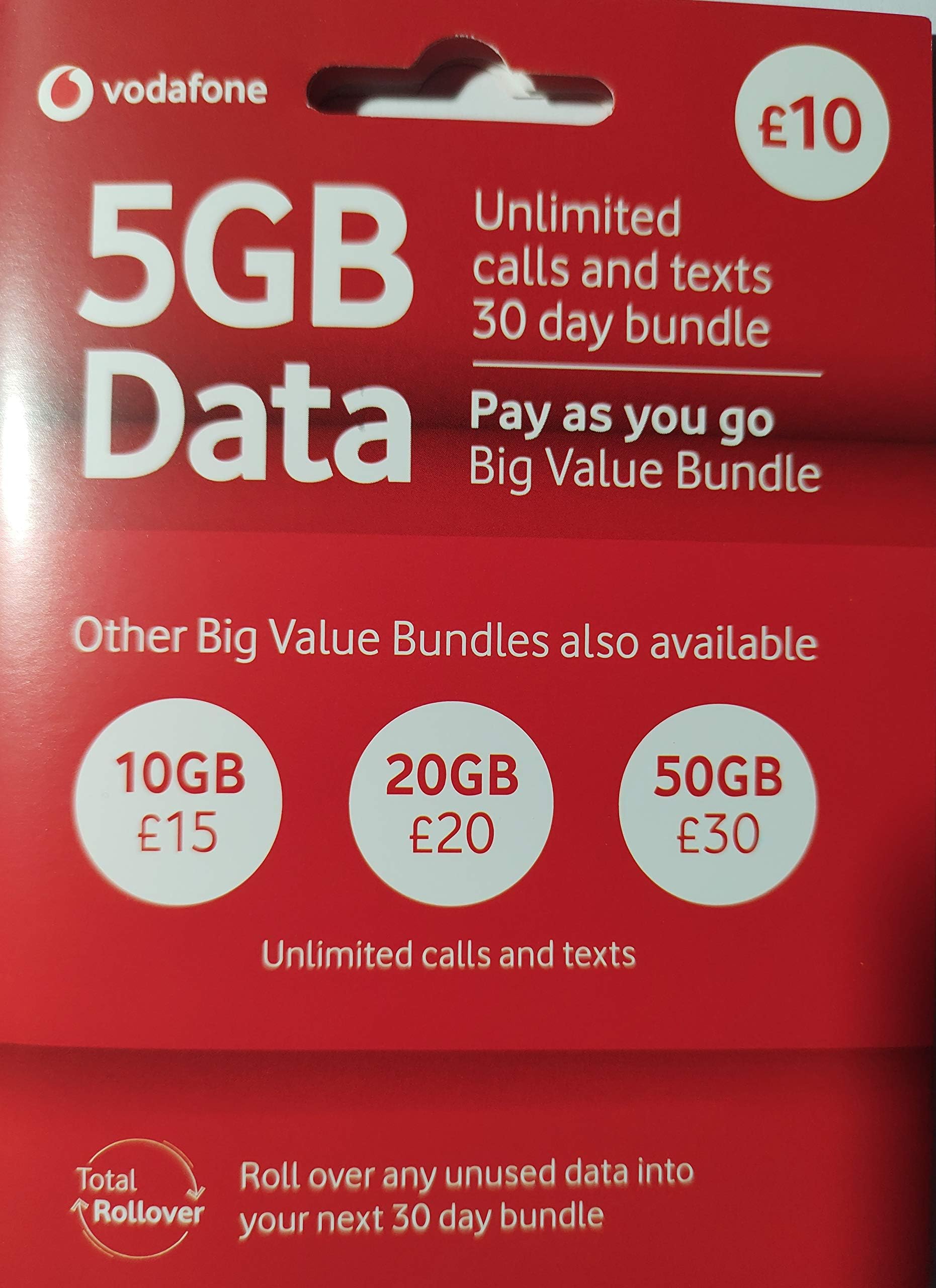 Vodafone Pay As You Go Includes Standard, Micro & Nano Triple SIM