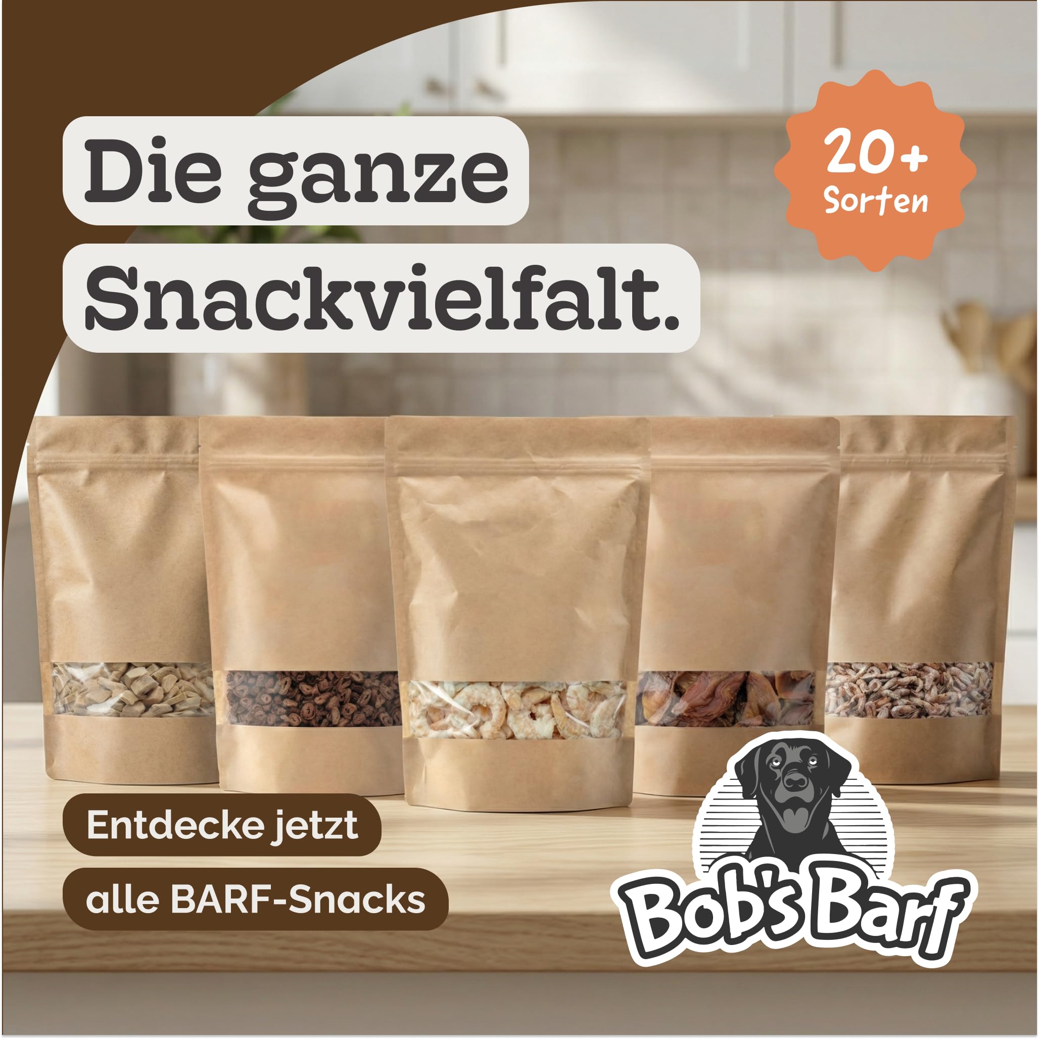 Gefriergetrocknete Riesengarnelen für Hunde & Katzen – 100% natürliche Single-Protein Snacks – ohne Zusätze – proteinreiches Barf-Topping & Belohnung – 25g