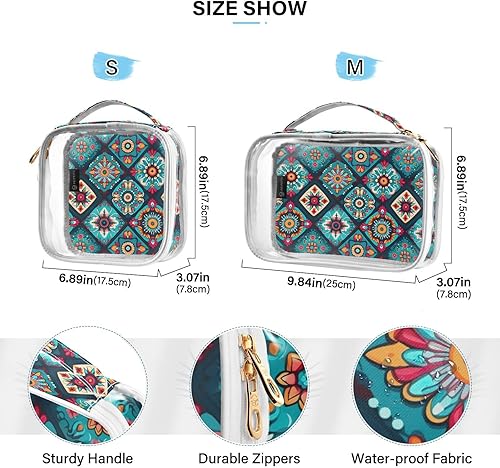 Miniatura 4 de Colorful Mandala Boho Clear Toiletry Bag for Traveling,2 Pack Makeup Cosmetic Bag with Zipper,Travel Bag for Toiletries,Travel Essentials 21215034