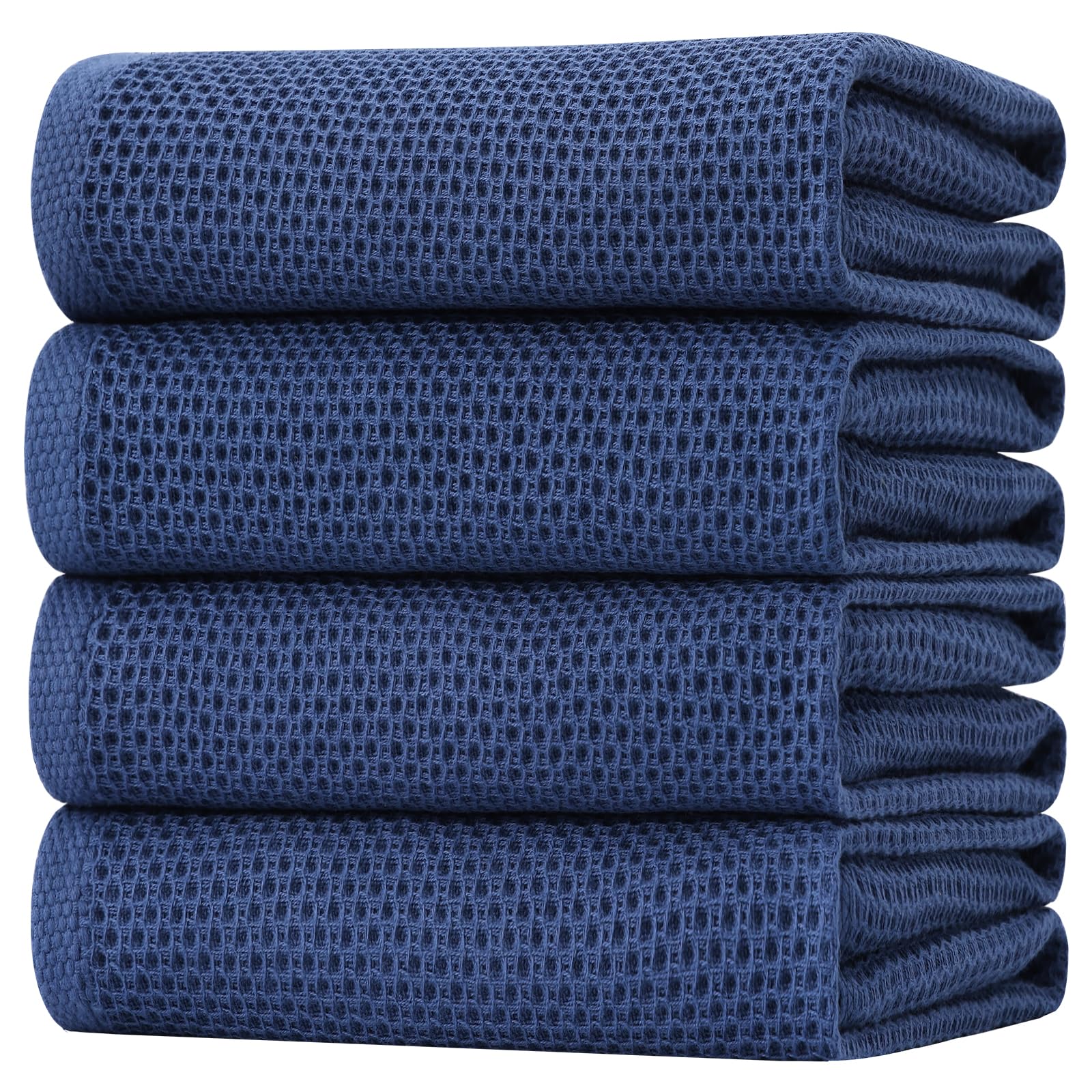 Photo 1 of Homaxy 100% Cotton Oversized Waffle Weave Kitchen Dish Towels, Ultra Soft Absorbent Quick Drying Cleaning Towel, 20 x 28 Inches, 4-Pack, Navy Blue