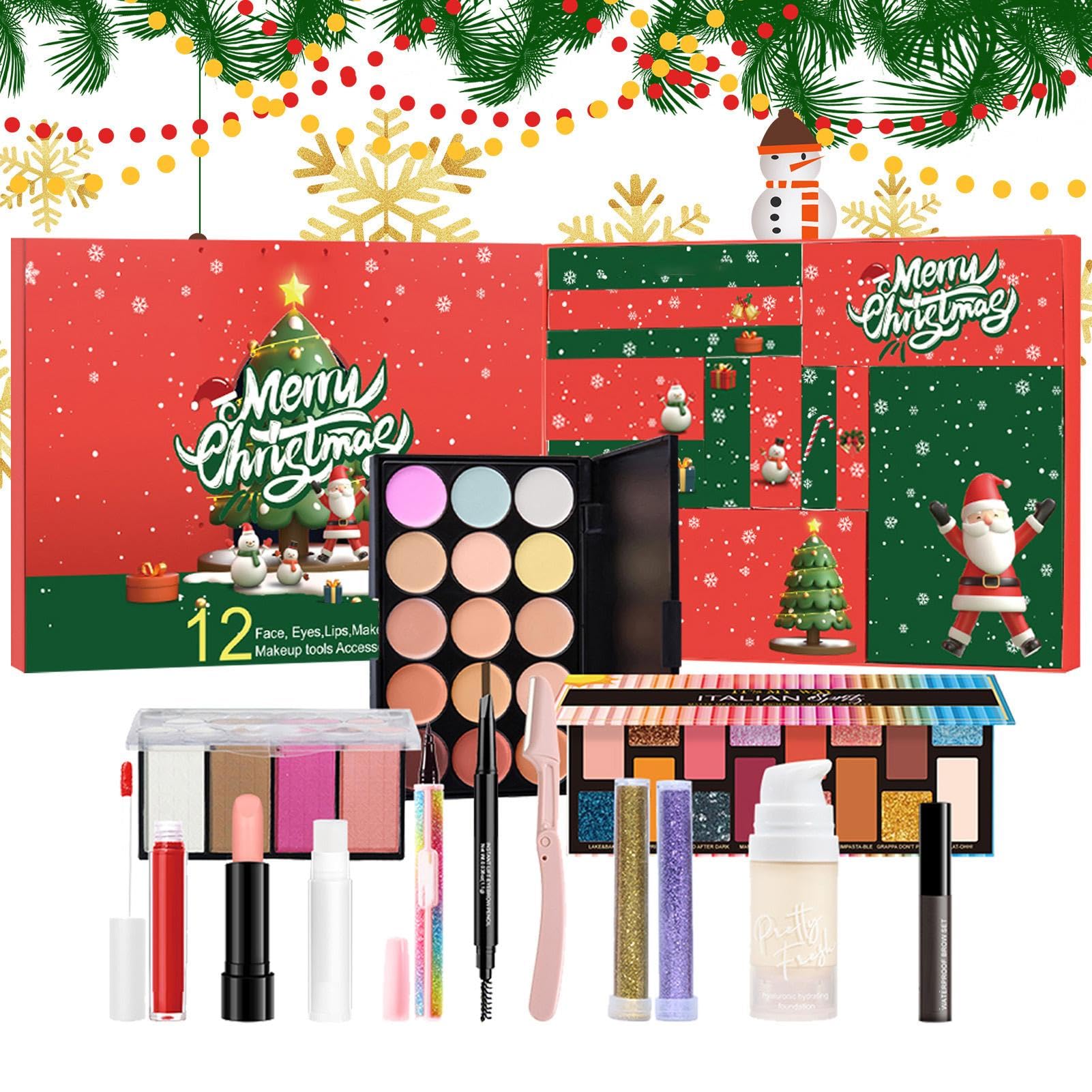 Makeup Advent Calendar, Countdown to Christmas Cosmetics, Holiday Makeup Set, Beauty Advent Calendar 31x23.5x3.5cm/12.2x9.25x1.38 inches for Birthdays and Holidays