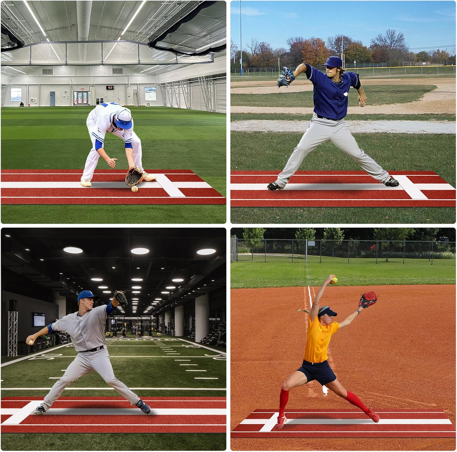 GAOMON 10x3 ft Softball Pitching Mat with Rubber Mound, Denser Fade-Resistant Turf, Anti-Slip Rubber Bottom, Indoor/Outdoor Practice Mat for Fastpitch Softball and Baseball Pitchers