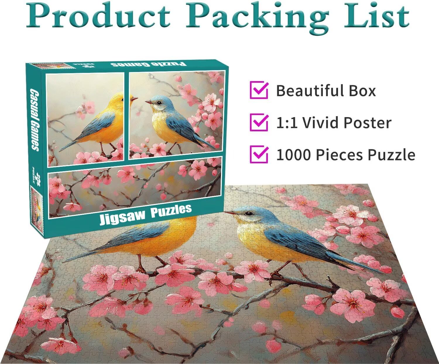 Puzzle Erwachsene 2000 Teile Vogel Blume Educa Jigsaw für Kinder ab 8 Jahren Mädchen Jungen, Erwachsene Impossible Klassische Puzzles Schwer, Anspruchsvoll Spielspaß, Als Geschenke 70x99cm t-746