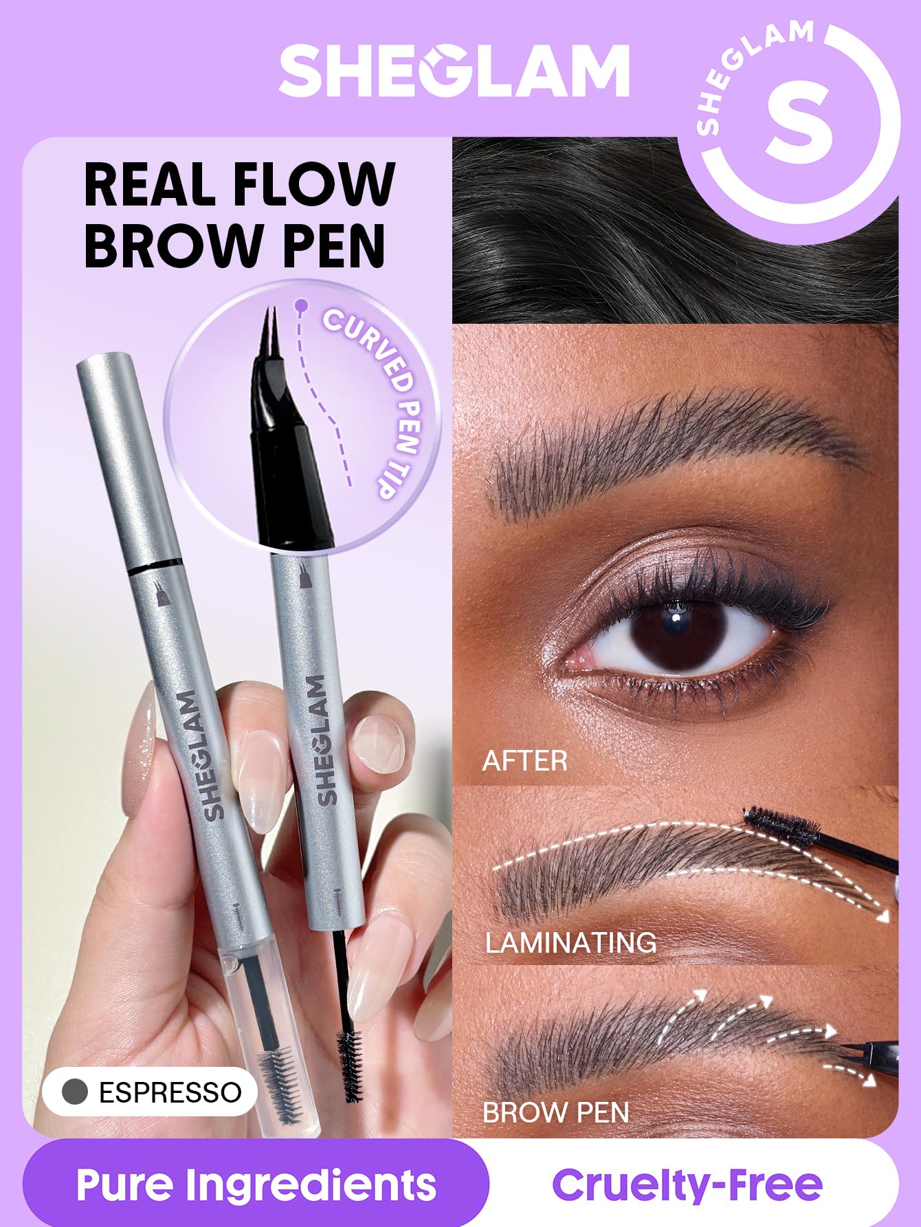 SHEGLAM Real Flow Laminating Brow Pen-Espresso, 1.1 g (Pack of 1) - Image 2