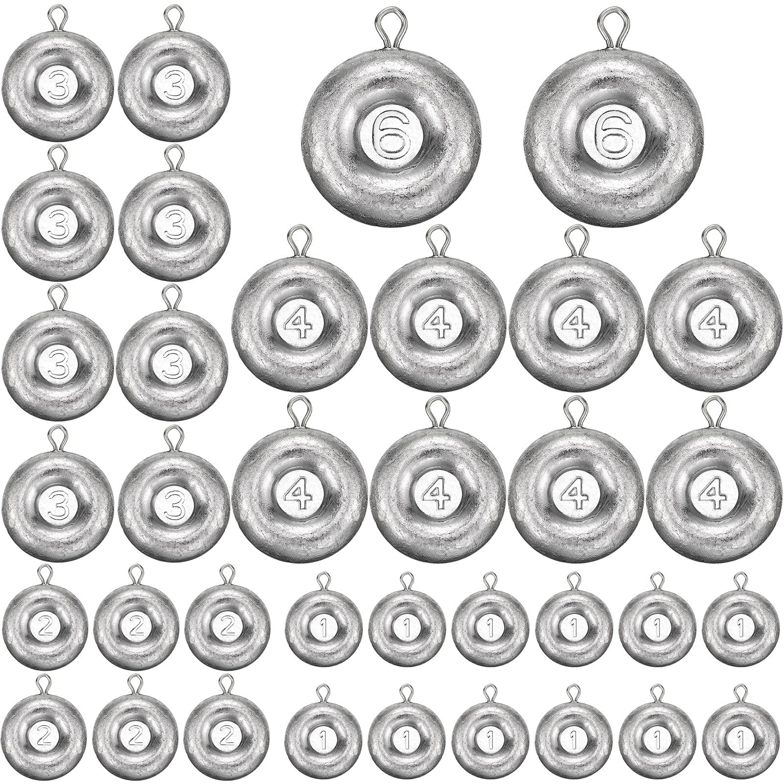 36 piezas de discos de pesca, pesas, plomos de disco, plomos de pesca, pesas, para agua salada, pesca de gato, pesca de arrastre, aparejos de surf
