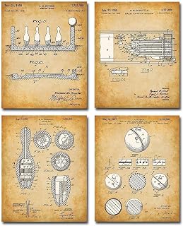Original Bowling Patent Prints - Set of Four Photos (8x10) Unframed - Makes a Great Bowling Center Decor and Gift Under $20 for Bowlers and Bowling Enthusiasts