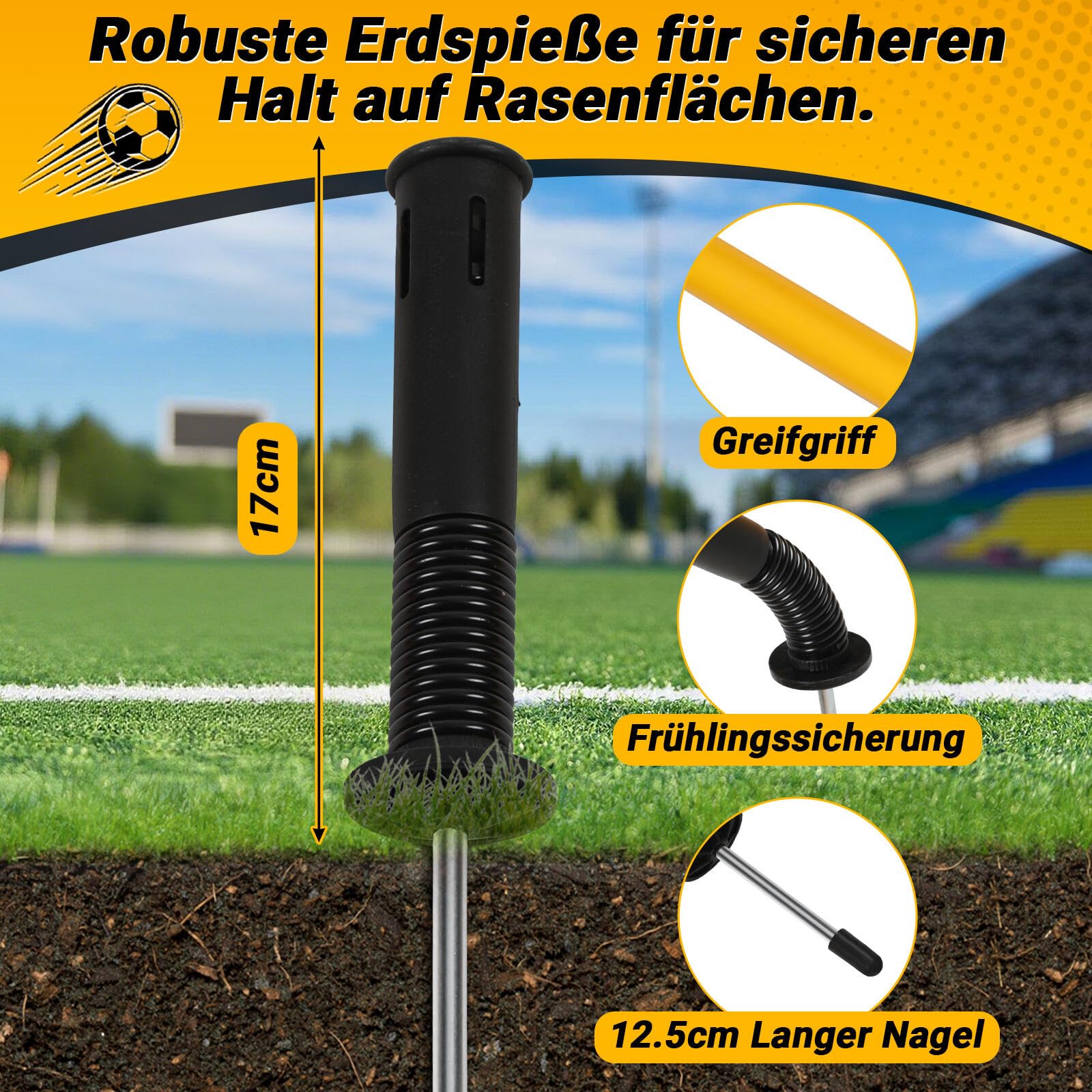 Slalomstangen Fussball Set, Slalom Stangen mit Feder, Slalom Poles 6, Sprunghafte Agilität Stangen, Fussball trainingszubehör für Koordinationstraining, Hundesport