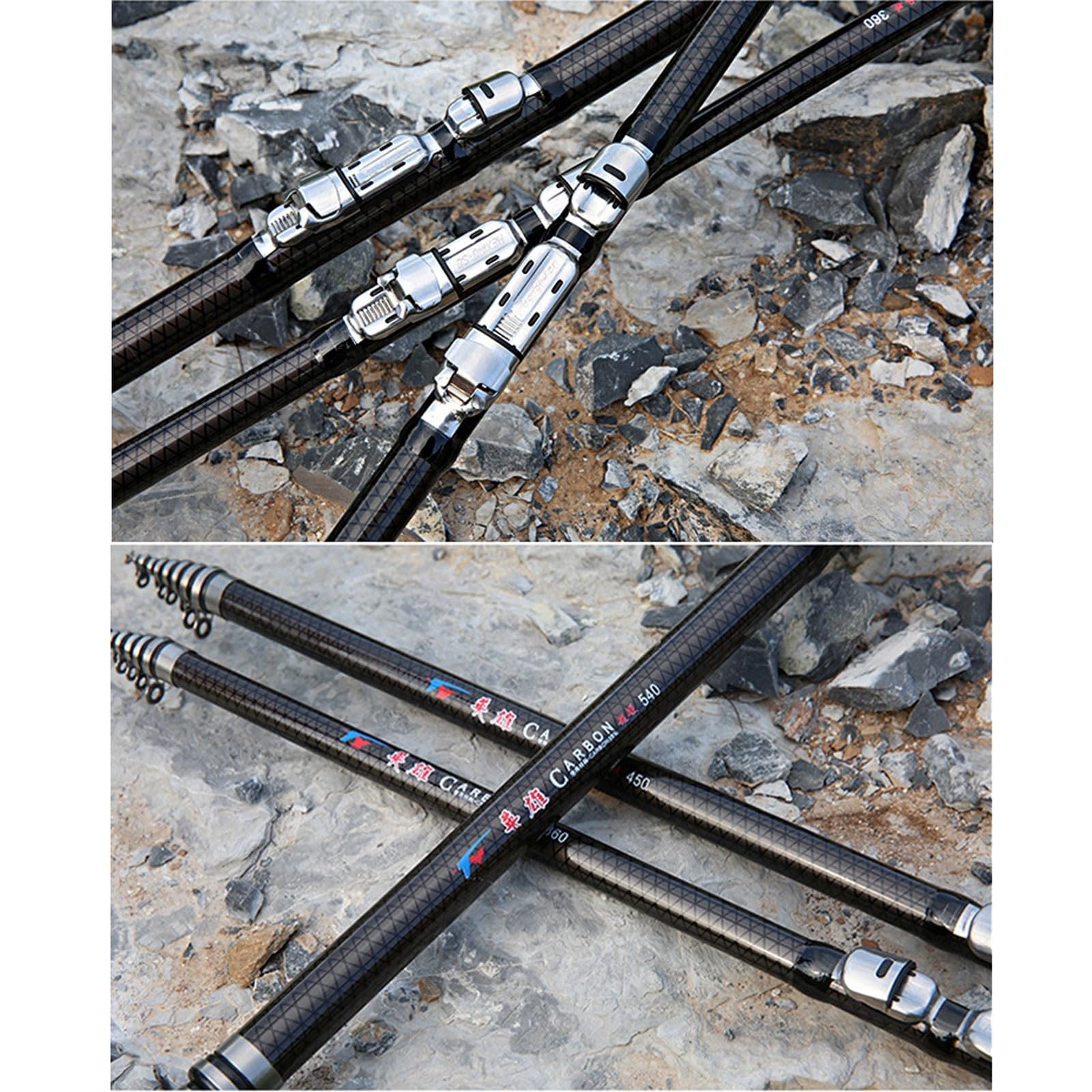 Canne A Peche Telescopique en Carbone 2.7M 3.6M 4.5M 5.4M 6.3M 7.2M Canne à Pêche Canne À Lancer Canne à PêChe Chinoise pour De Longues PéRiodes De PêChe(6.3m)