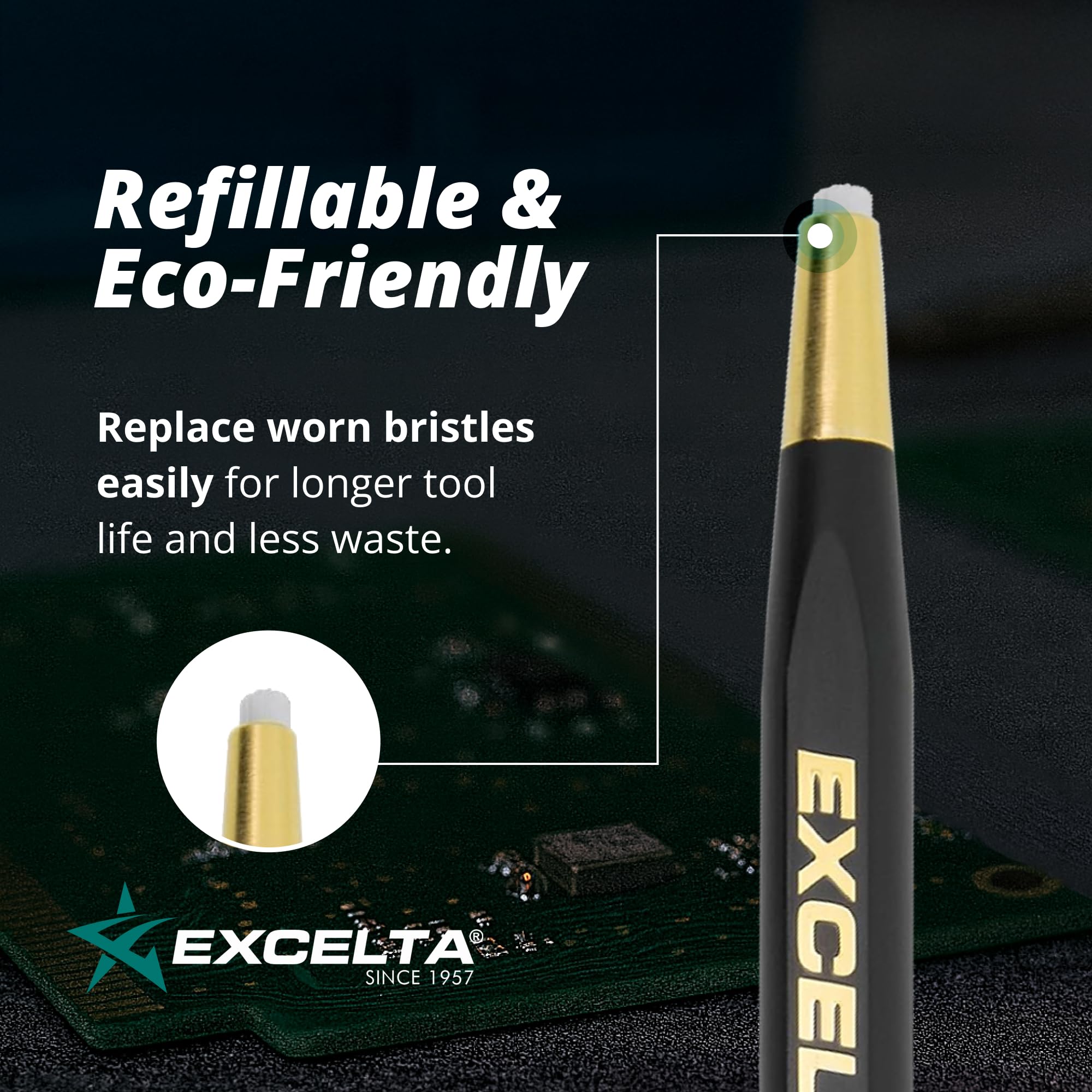 Excelta 267 – Cepillos – Rayado – Recto – Dos Estrellas – Mango de plástico con cerdas de fibra de vidrio, 0.25" de altura, 0.63" de ancho, 1" de longitud