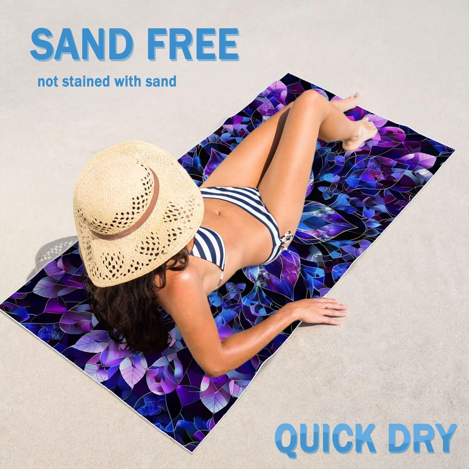 Toalla Playa XXL 100x200cm Mandala，Toalla Microfibra 2 Pack Púrpura Secado Rápido y Antiarena，Absorbente，Ligera Fina Compacta，Aplicable a Playa，Baño，Piscina，Gimnasio，Viajes YJ-708