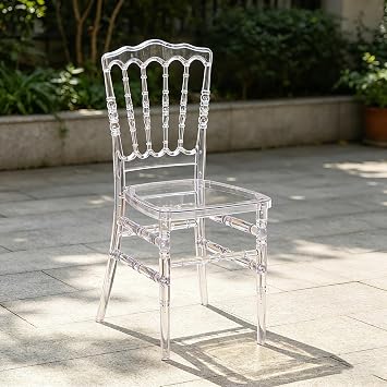 Clear Napoleon Chair, Clear Acrylic Chair for Dining, Modern Plastic Transparent Crystal Chairs, Armless See Through Chair for Wedding, Banquet, Party, Event, Kitchen