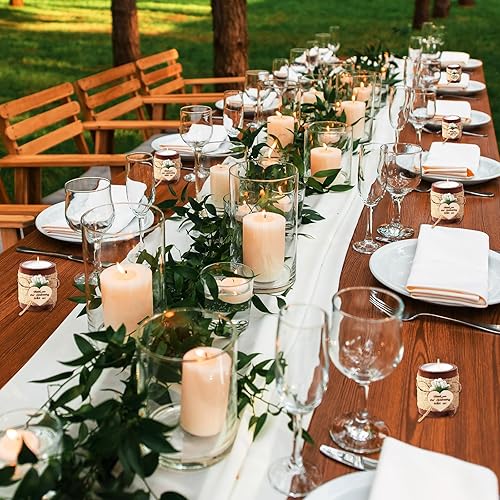 Miniatura 8 de Treela Portavelas de madera, 12 portavelas de madera para despedida de soltera, portavelas cilíndricos de madera rústica con velas de té para bodas,