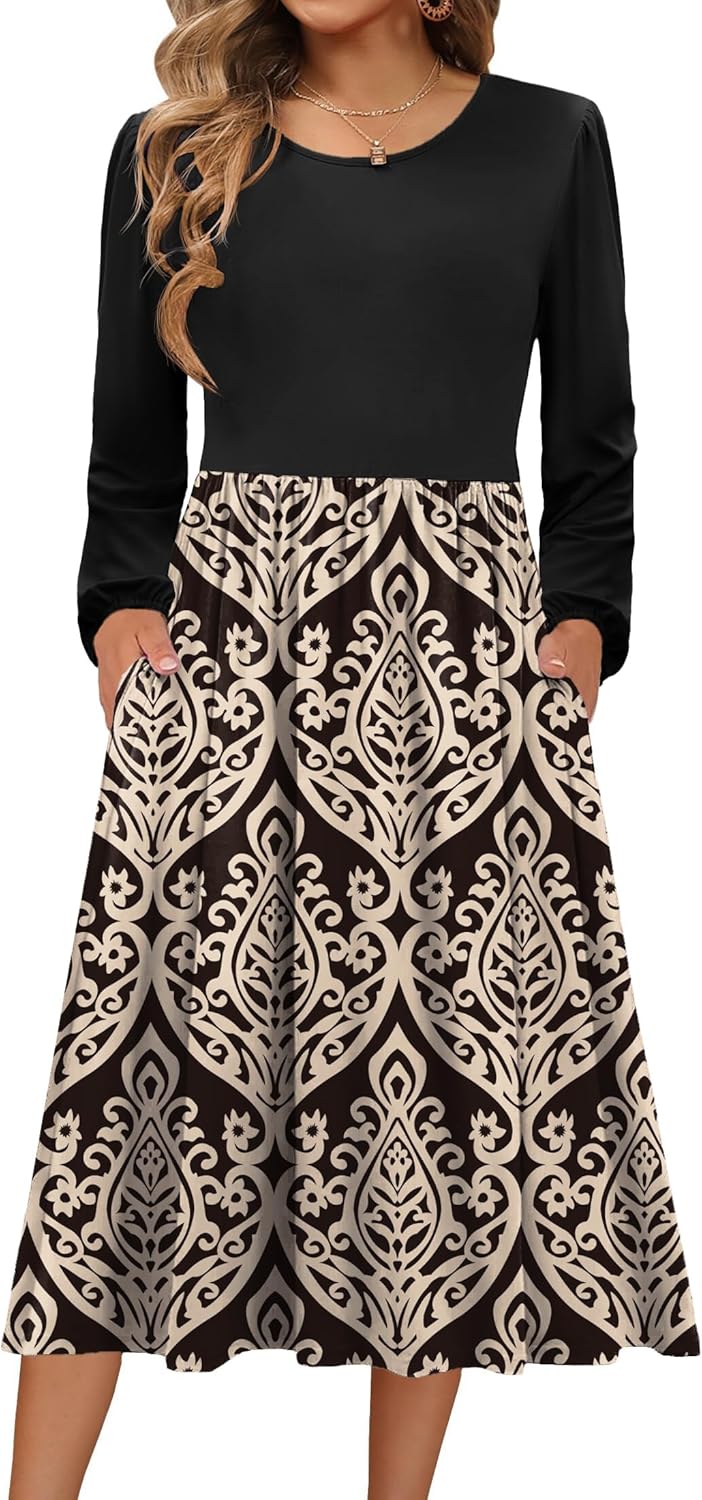 Zeagoo Robe Pour Femme - Col Rond - Robe En Tricot Bouffant - Légère