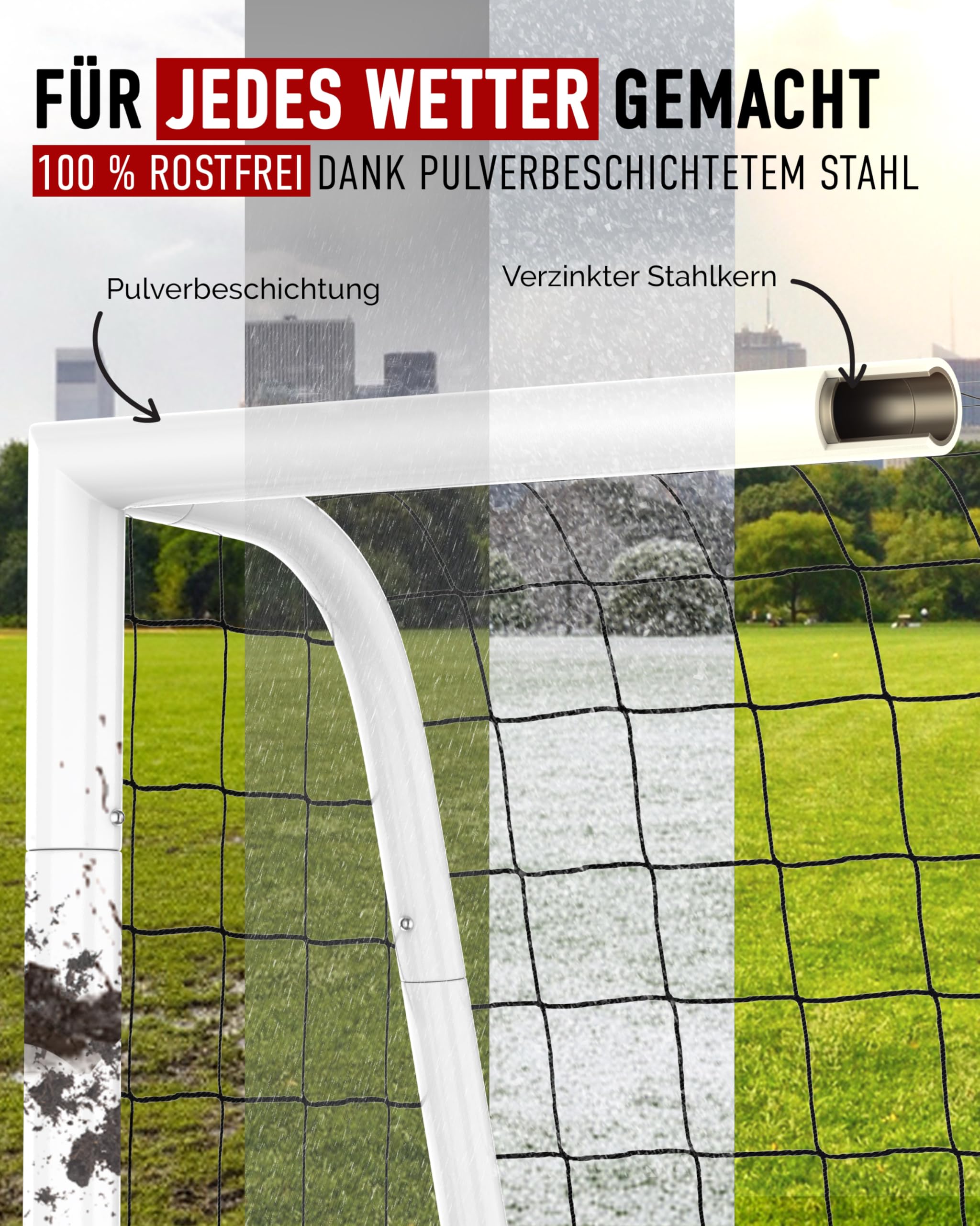 Fußballtor Kinder [EXTREM STABIL] - [ROSTFREI] Fussballtore für Garten Kinder - Fussball Tor mit Erdanker für optimalen Halt - Fussballtor für Zuhause - Fußballtore Outdoor - Goal