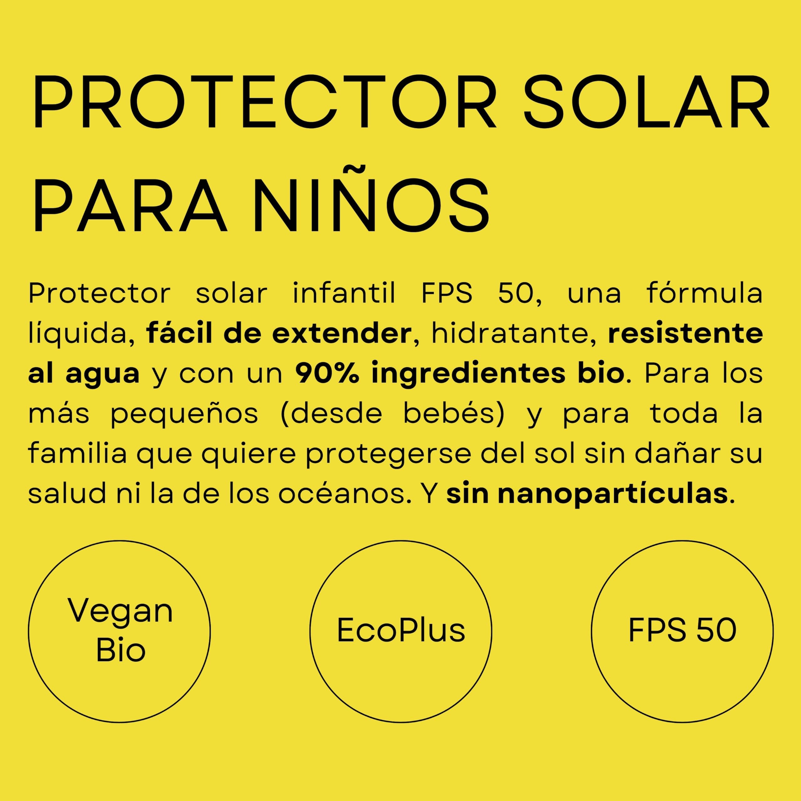 AMAPOLA BIO Protector Solar Infantil - 90% Bio - No Queda Blanco - Fácil de Extender - FPS 50 - Protección Solar Mineral Orgánica Certificada - UVA y UVB (150 ml)