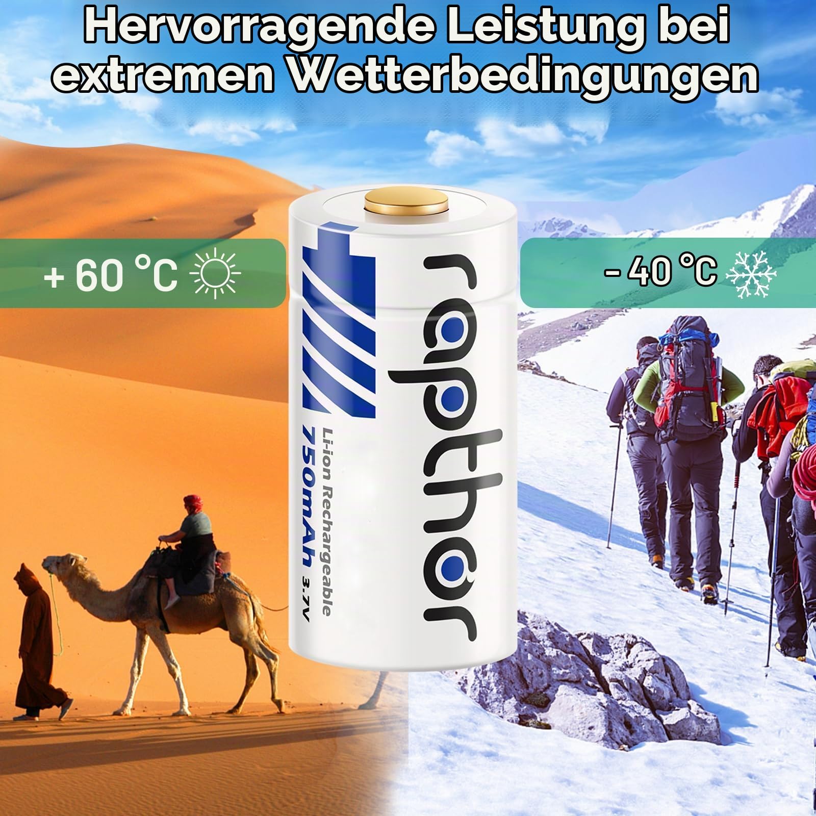 Rapthor wiederaufladbare Batterien 8 Stück 750mAh 3.7V mit Schnellladegerät Lithium-Batterien Kompatibel mit Arlo Kamera VMC3030/VMK3200/VMS3330 Taschenlampen intelligente Sensoren Alarm