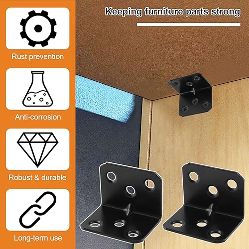 Miniatura 2 de 24 soportes de esquina, soporte de estante de acero inoxidable con forma de L, soporte de ángulo recto de 1 x 1 x 1.4 pulgadas, soportes de estante