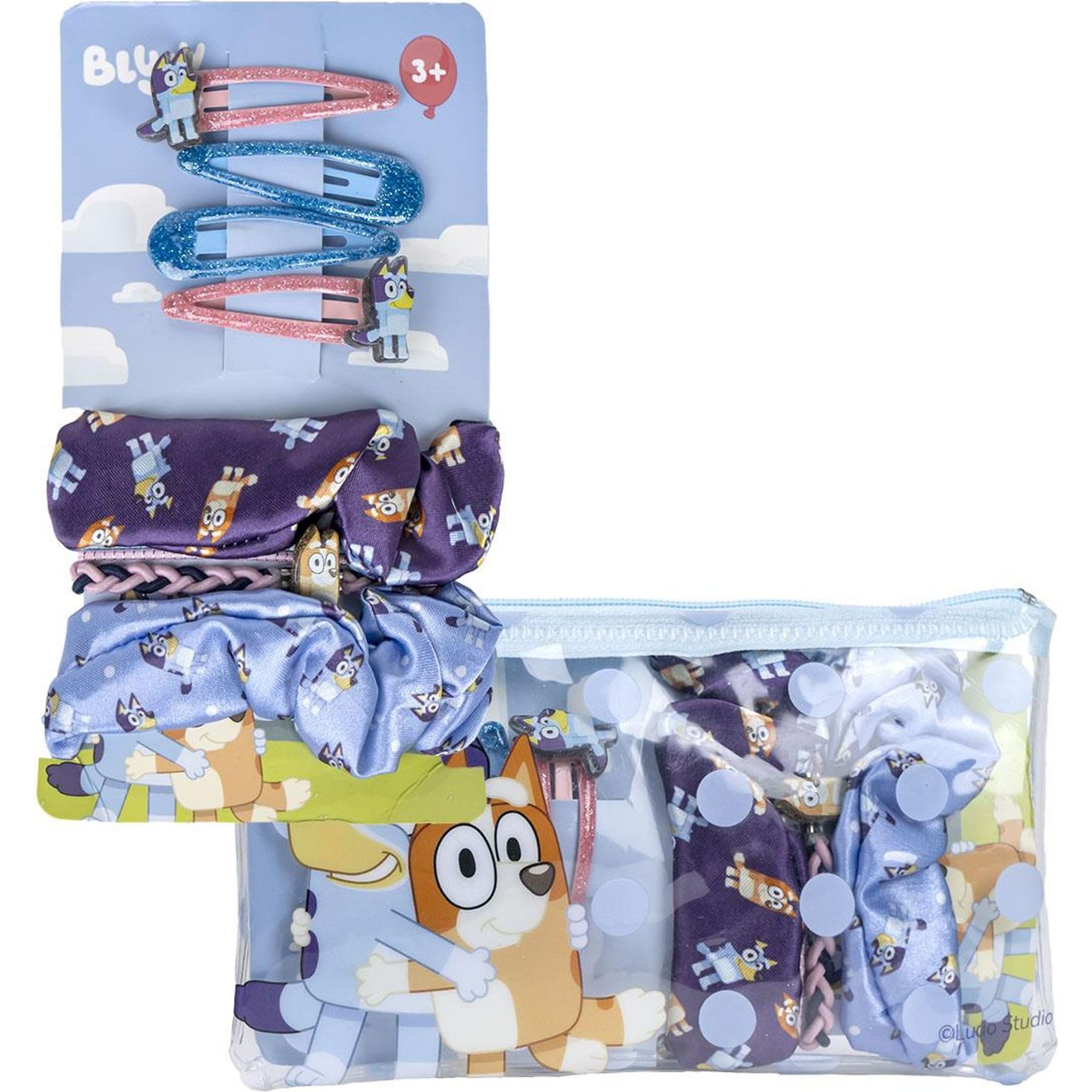 Bluey Children's Beauty Set - Blue Colour - Complete Set - Toilet Bag with Hair Clip, Bracelet and Hair Clip - Original Product Designed in Spain
