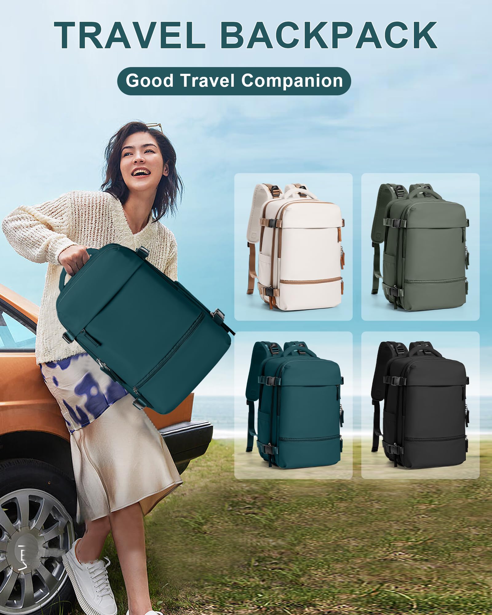 BJLFS Borse da Cabina per Ryanair 40x30x20 Zaino Wizzair Sottovuoto da viaggio 40x20x25 Bagaglio a Mano con compressione sottovuoto,Zaino Easyjet 45x36x20,Zaini Casual per laptop da 14 pollici