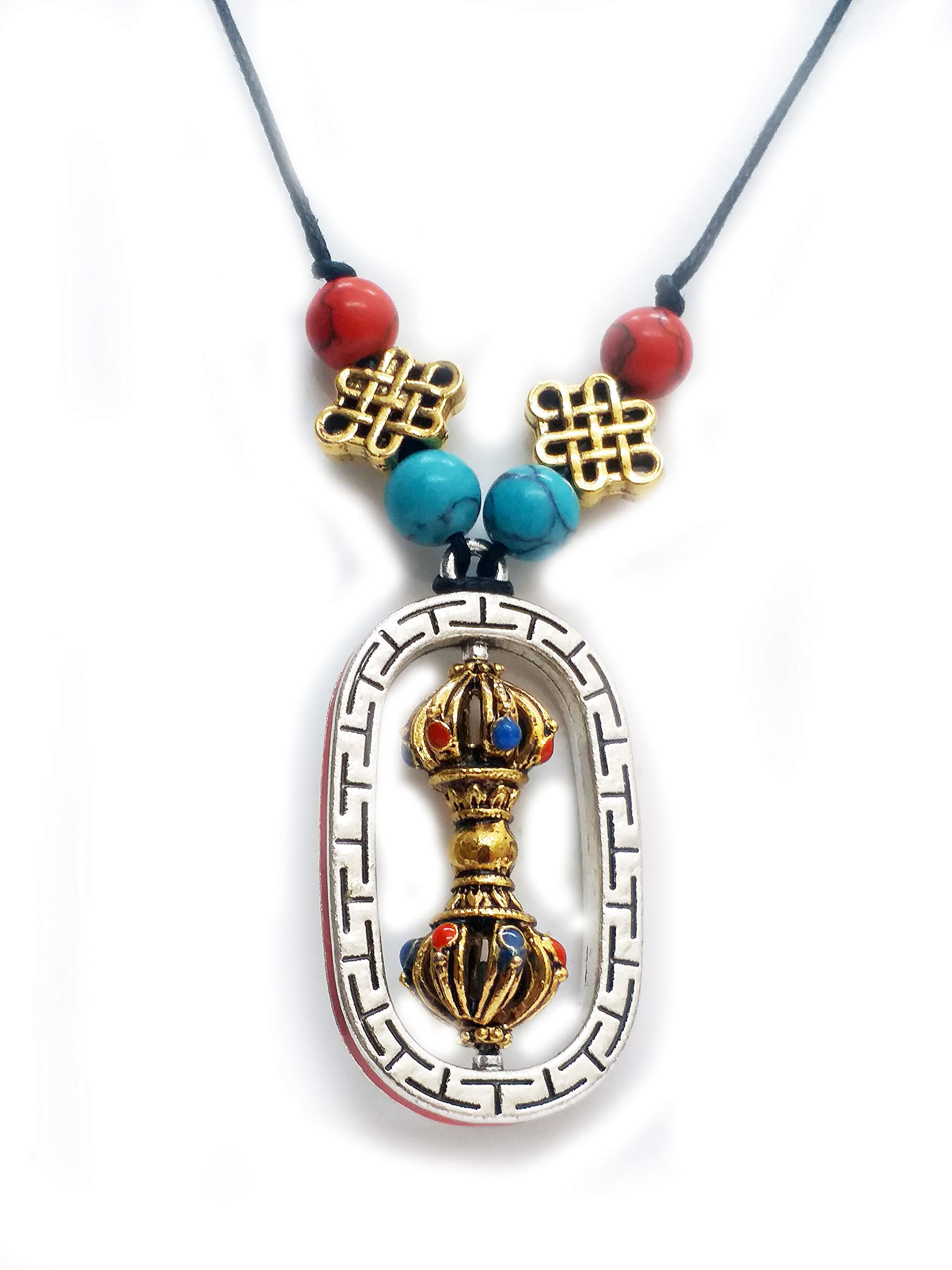 Tibetan Nepali Vajra Dorje Golden Polished Semi Precious Crystal Pendant for Men & Women-image-19