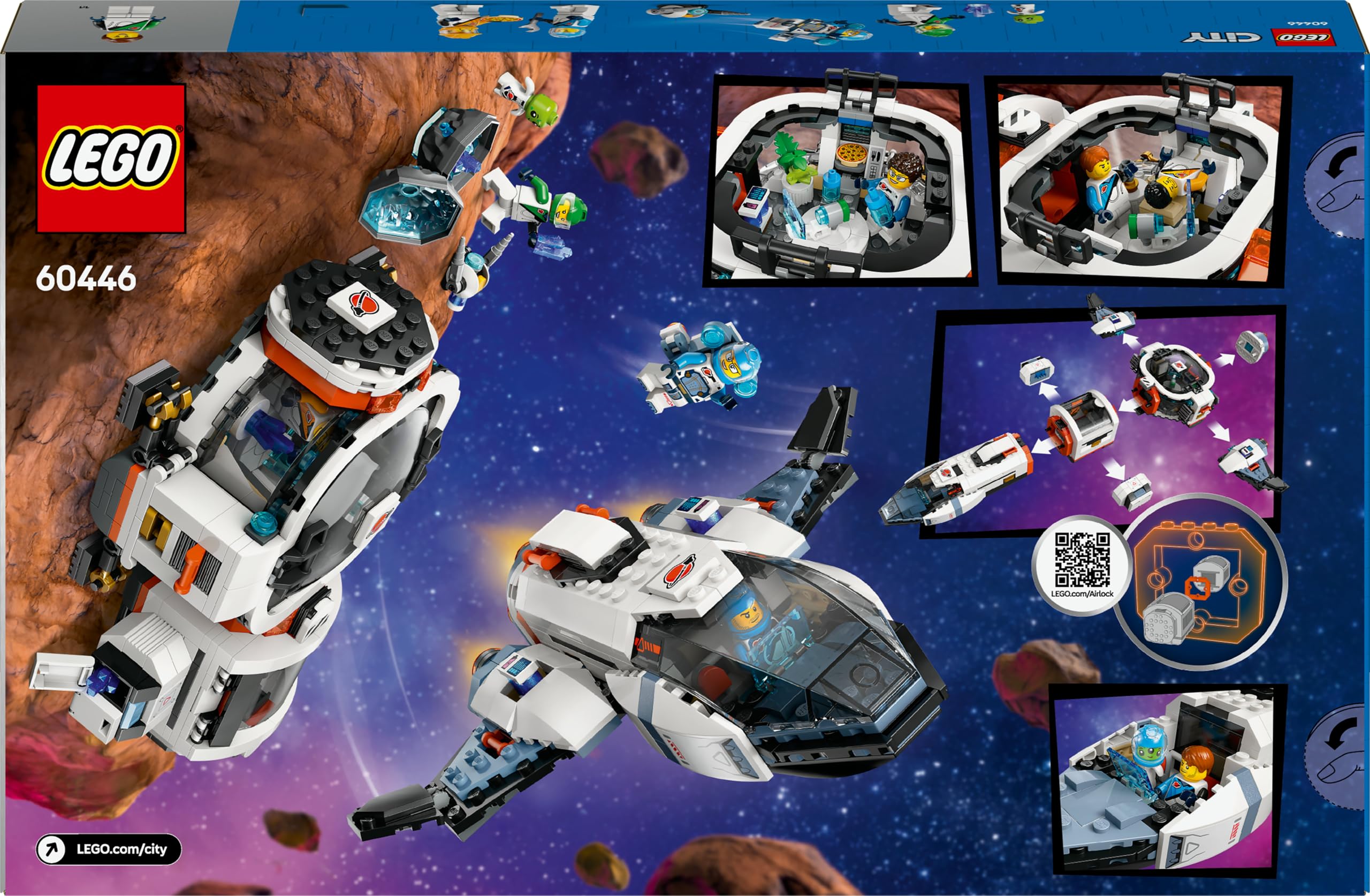 LEGO City Astronave Galattica Modulare con 4 Minifigure e Figura Aliena - Giocattoli Spaziali Costruibili, Giochi per Bambini e Bambine da 7 Anni in su, Idee Regalo di Compleanno e per le Feste 60446