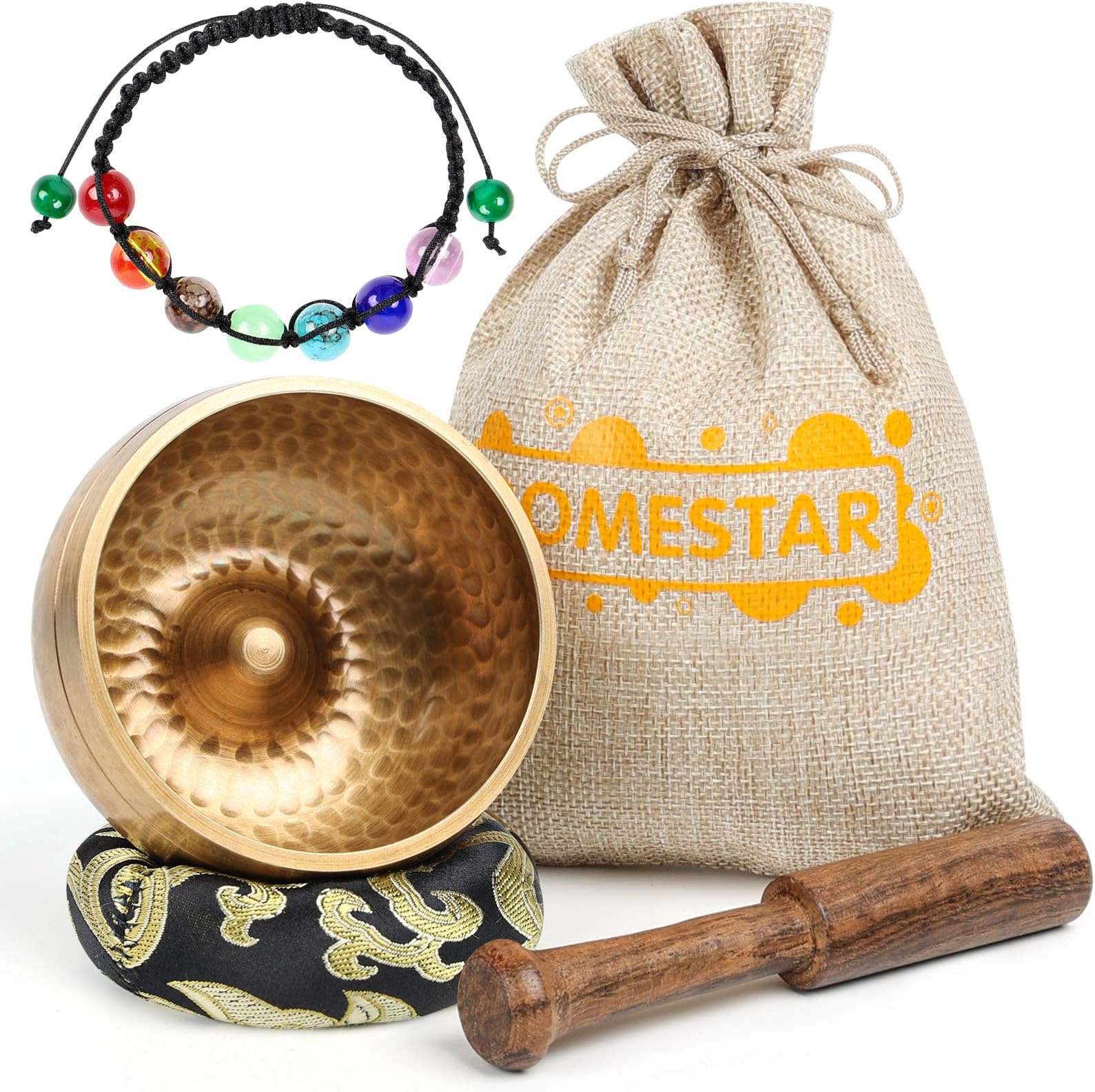 DomeStar Tibetan Singing Bowl Set, Sound Bowl Meditation Bowl Cushion for Meditate Yoga Chakra Healing Relaxation
