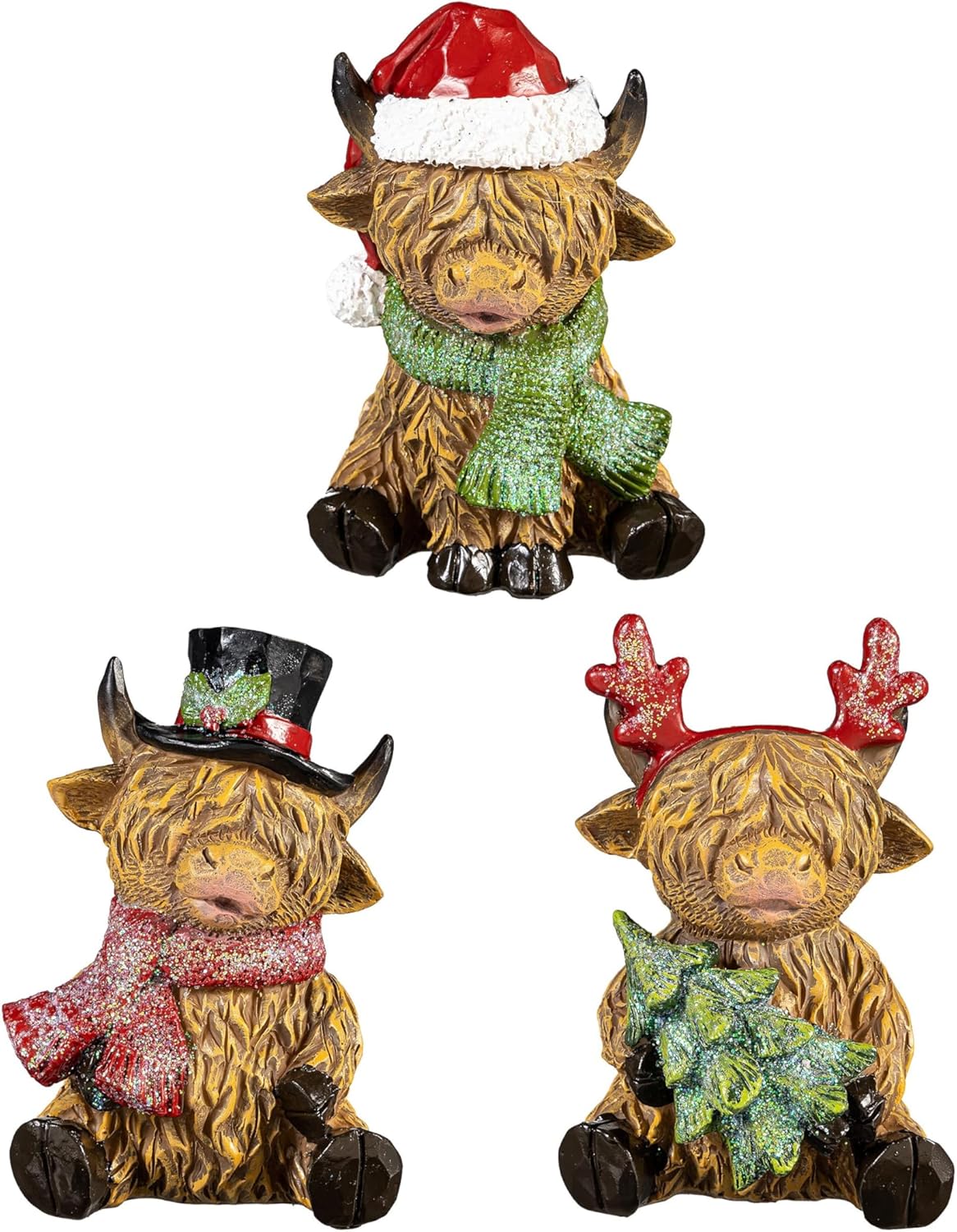ASHLEY GIFTS Woodland Storybook Table Décor Holiday Highland Cow Resin, Assortments, 4.5" H