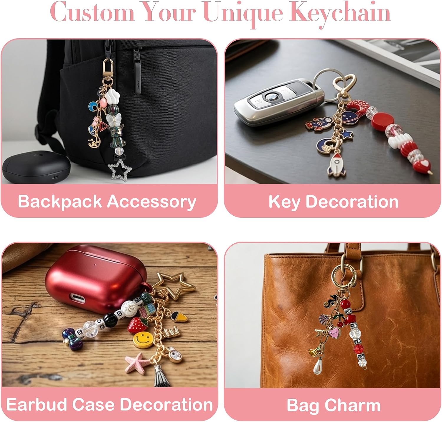 RETEN 361PCS Cute Keychain Charms Kit, DIY Keychain Making Kit with Tools