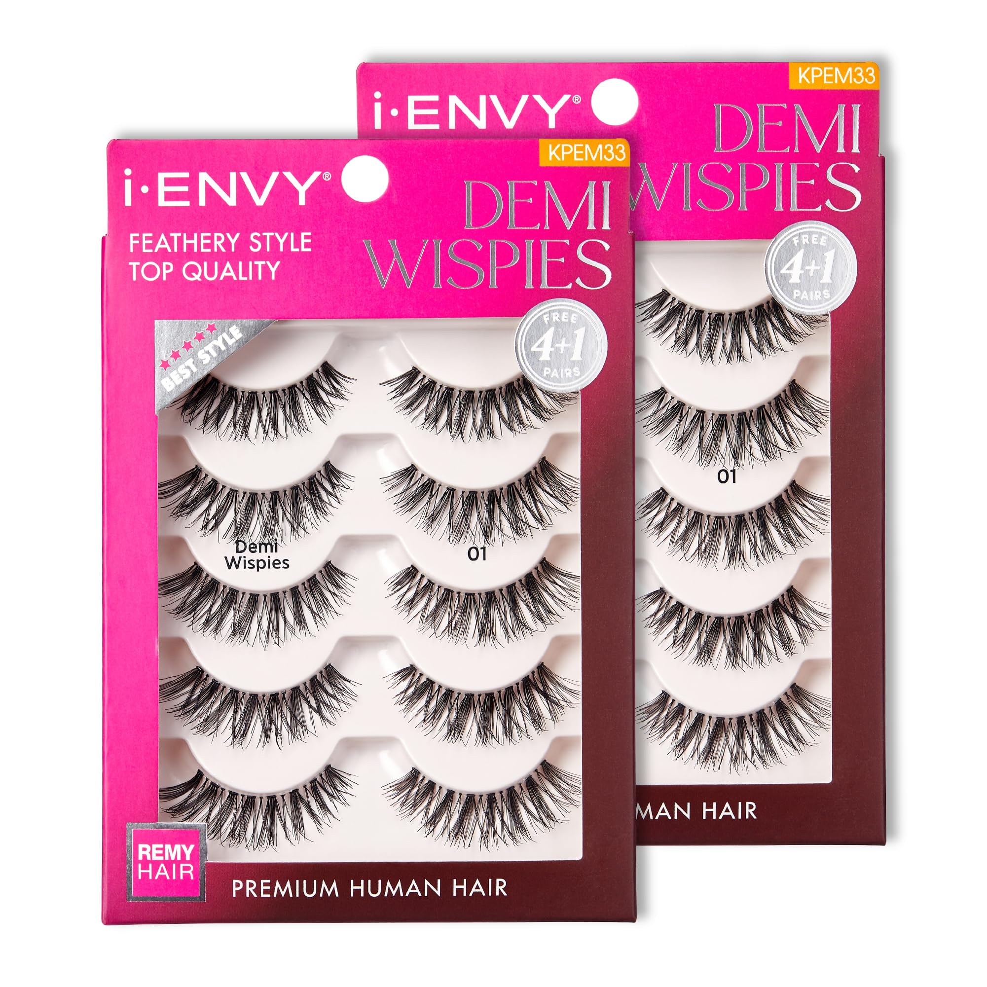 i-ENVY 10 Pairs Demi Wispies False Lashes (2 Pack), Premium Quality 100% Human Hair, Fluffy Feathered Eyelashes With Volume & Curl, Natural Look, Lightweight, Comfortable, Reusable for Everyday Wear