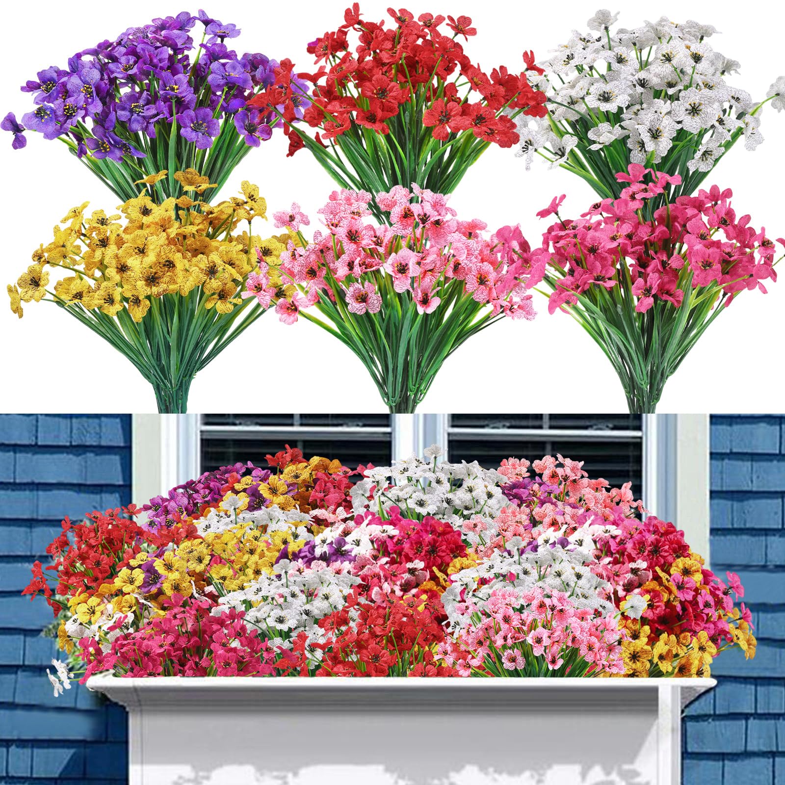 Flores artificiales para exteriores que decoran balcones y jardines todo el año