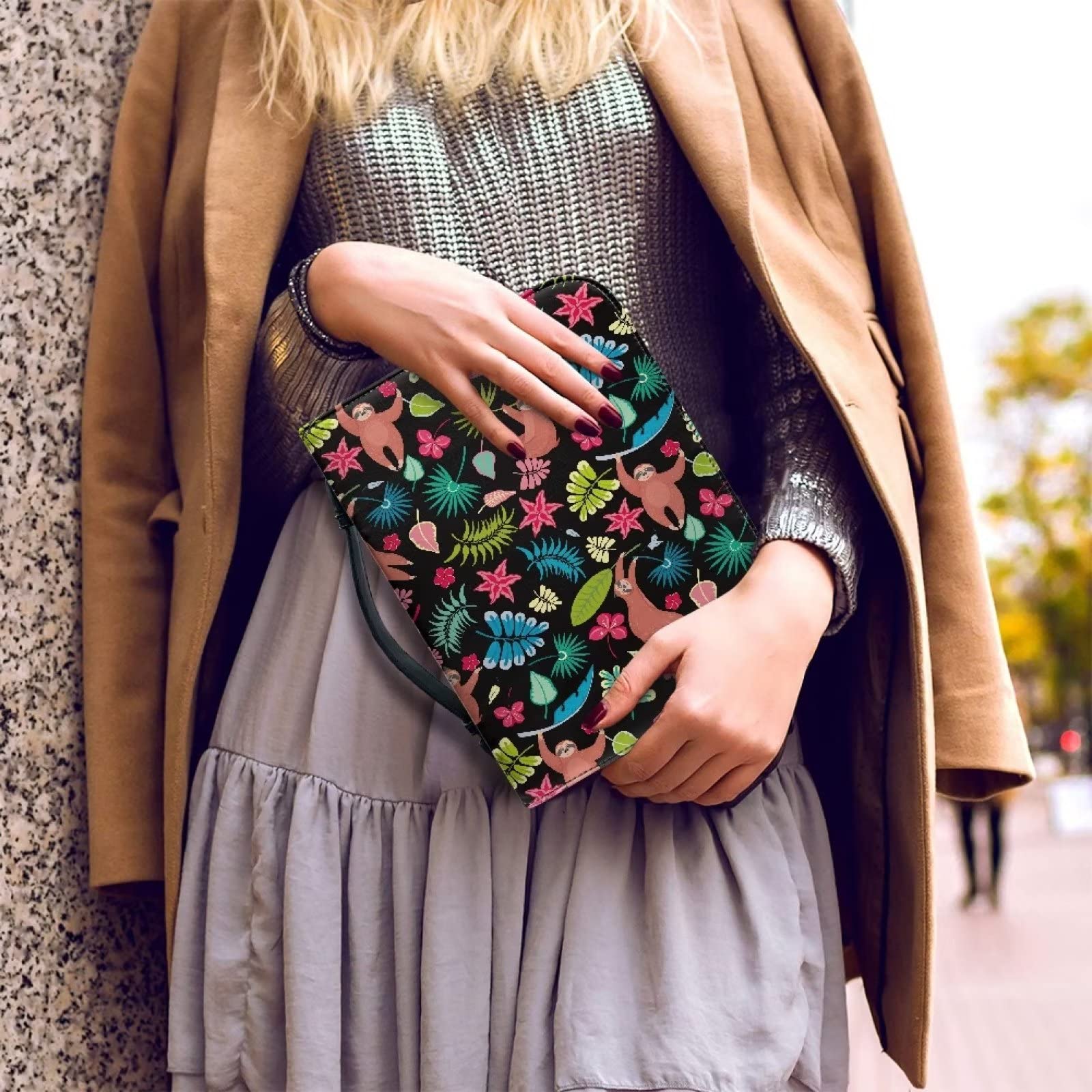 Poceacles Grande Pochette à Rabat Avec Poignée Lavable Pour Livre De Poche 30 X 24 Cm Motif Floral Mandala Bohème