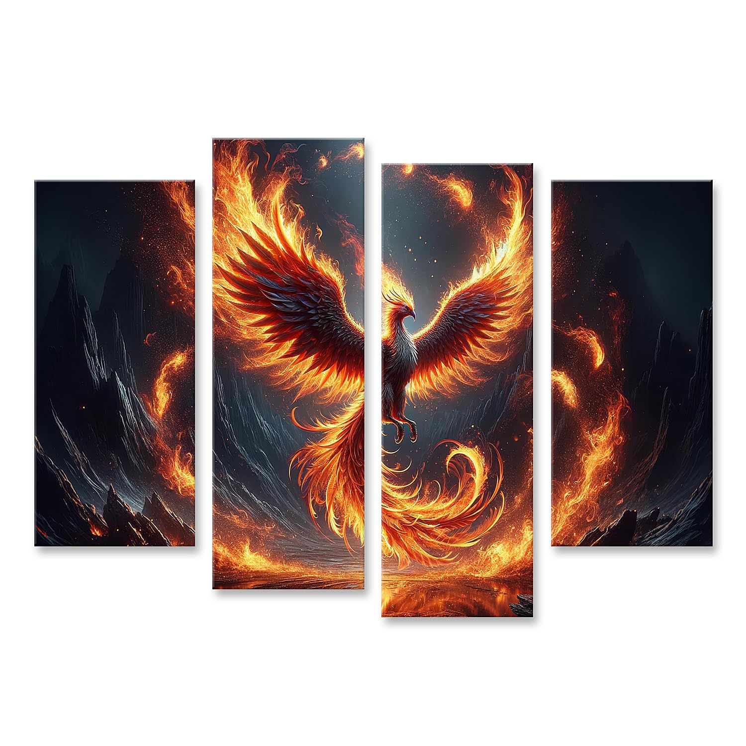 islandburner Quadro su tela, maestosa fenice in fiamme