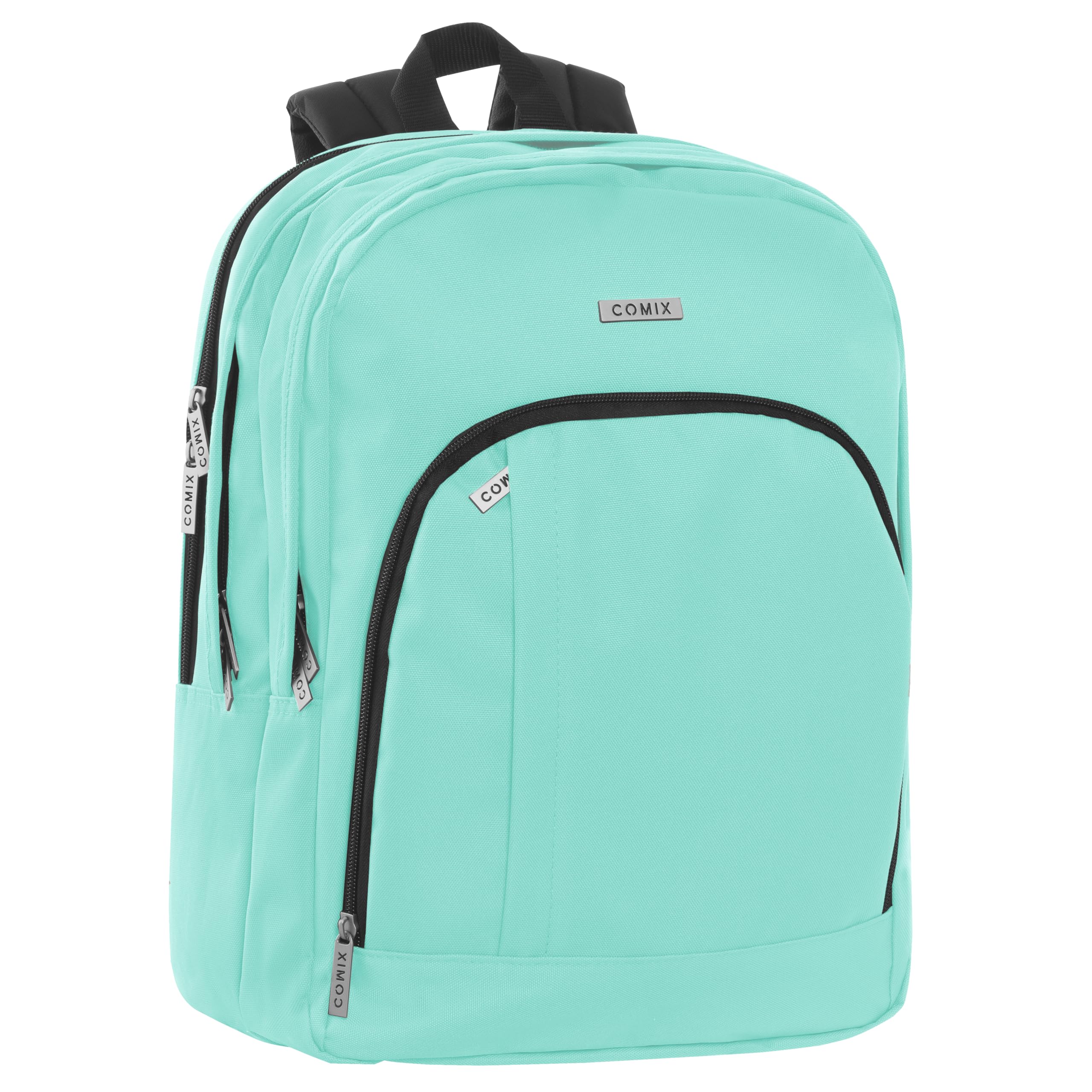 COMIX - Upper School Backpack, 3 Compartments with PC Holder, Front Pocket, Padded and Reinforced Backrest, Padded and Adjustable Shoulder Straps, Non-slip Back, 31 x 42 H x 19.5 cm, Lilac, Aquamarine