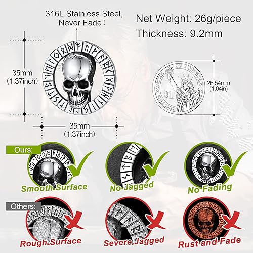 Vista 30 de FaithHeart Broches para mujer, diseño de calavera punk/araña/cuernos con delicado embalaje de regalo