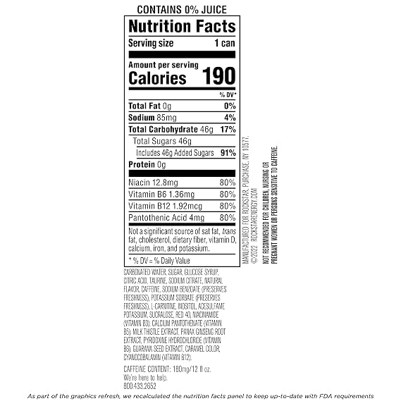 Rockstar Energy Drink,Fruit Punched,12oz Sleek Cans,(Pack of 16)
