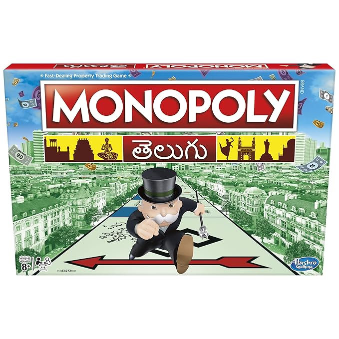 Hasbro Gaming Monopoly Board Game Board Game in Telugu (తెలుగు) for Families and Kids Ages 8 and Up, Classic Fantasy Gameplay at Rs. 490