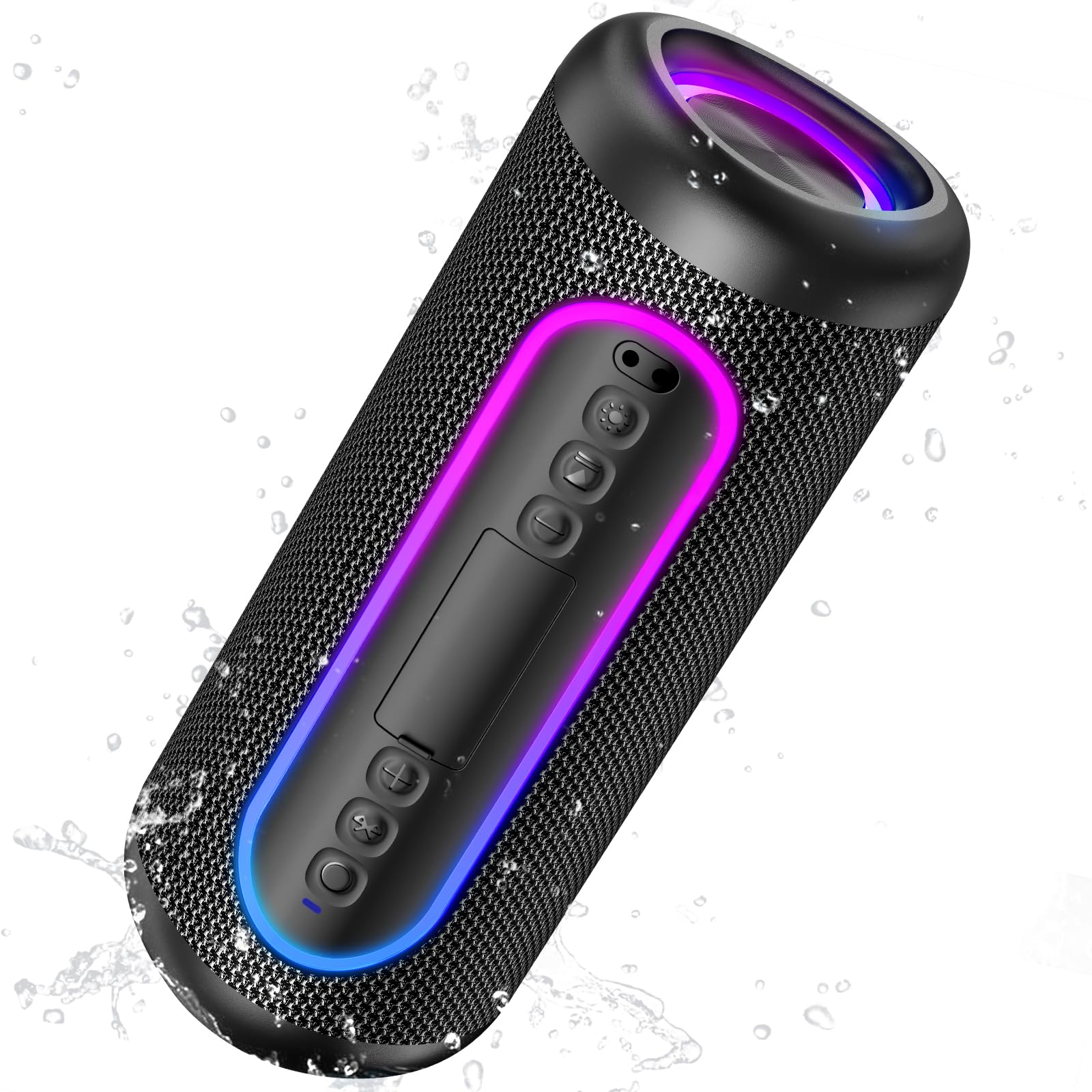 UOHHBOE Bluetooth Lautsprecher Tragbar, 15W Musikbox mit Bluetooth 5.3, TWS Stereo, RGB Licht, IPX5 Wasserdicht, 15H Akku, AUX/TF Karte, Mini Bluetooth Box für Outdoor, Party, Reisen