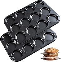 Vista 8 de Molde para magdalenas para freidora de aire, paquete de 2 moldes para freidora de aire, horno tostador, sartén antiadherente para hornear cupcakes