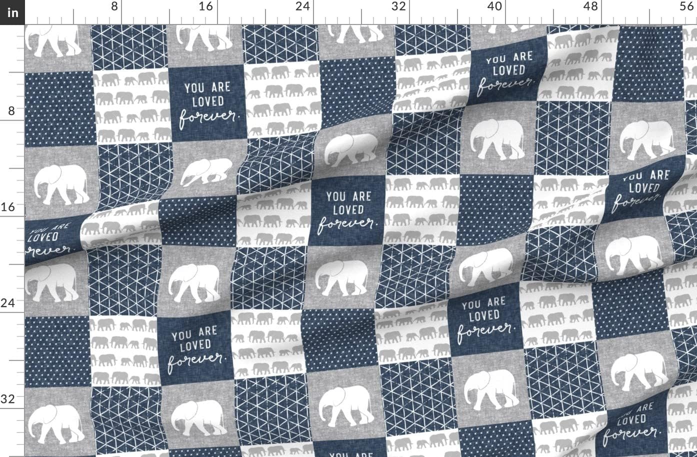 Spoonflower Fabric - Elephant Wholecloth You Loved Navy Elephants Little Arrow Boy Cute Printed on Organic Cotton Sateen Fabric by The Yard - Sewing Quilting Apparel Home Decor
