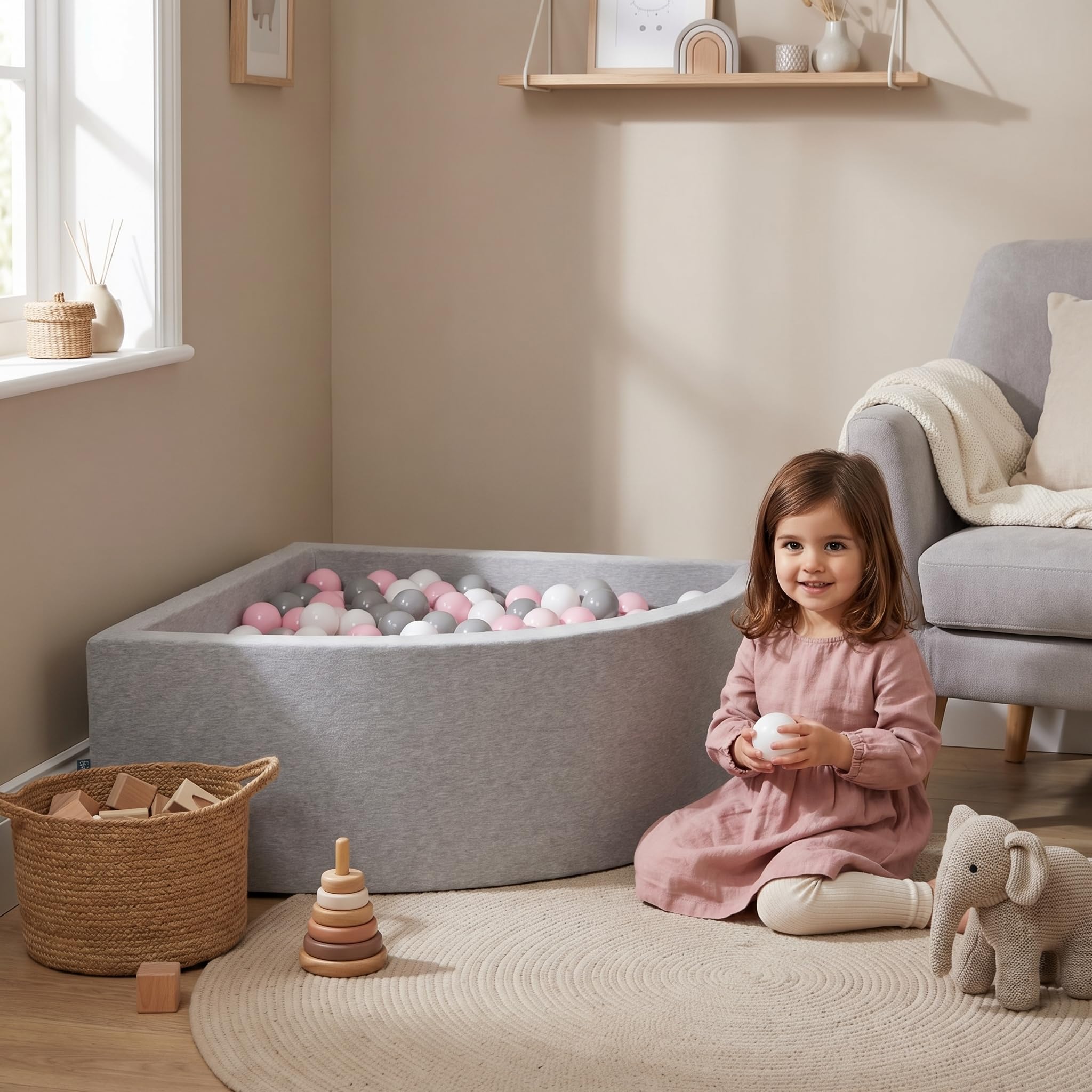 KiddyMoon Piscina di Palline Colorate ∅7Cm per Bambini Quarto Angolare