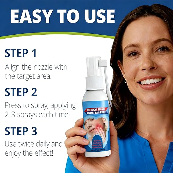 Adult Toothache Relief Spray - Soothes Gum Fast, Mint & Chamomile Formula for Relieving Inflammation of Wisdom Teeth, Swollen Gums and Other Types of Oral Problems (2 PC)