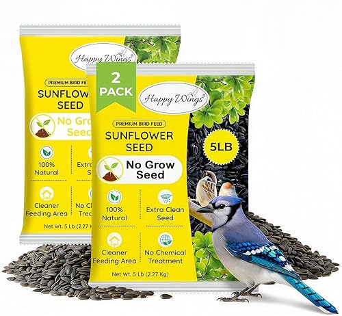 Miniatura 10 de Happy Wings Semillas de Girasol de Aceite Negro – Alimento para Aves Silvestres de 5 libras para Cardenales, Pinzones y Carboneros – Alimento