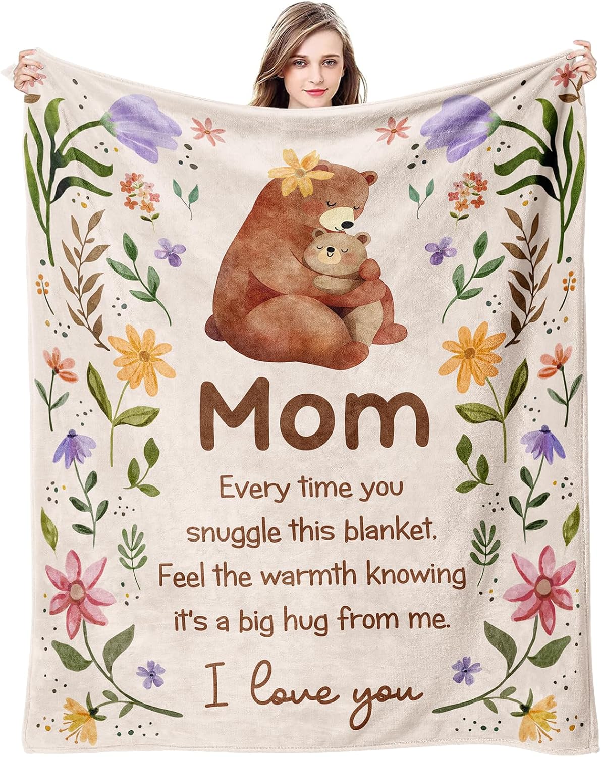 Gifts for Mom Blanket 50" X 60" - Meaningful Gift for Mom from Daughter Or Son, Birthday Present Throws for Mother - Mama Present Ideas from Kids for Her B-Day, Mother's Day Or Christmas