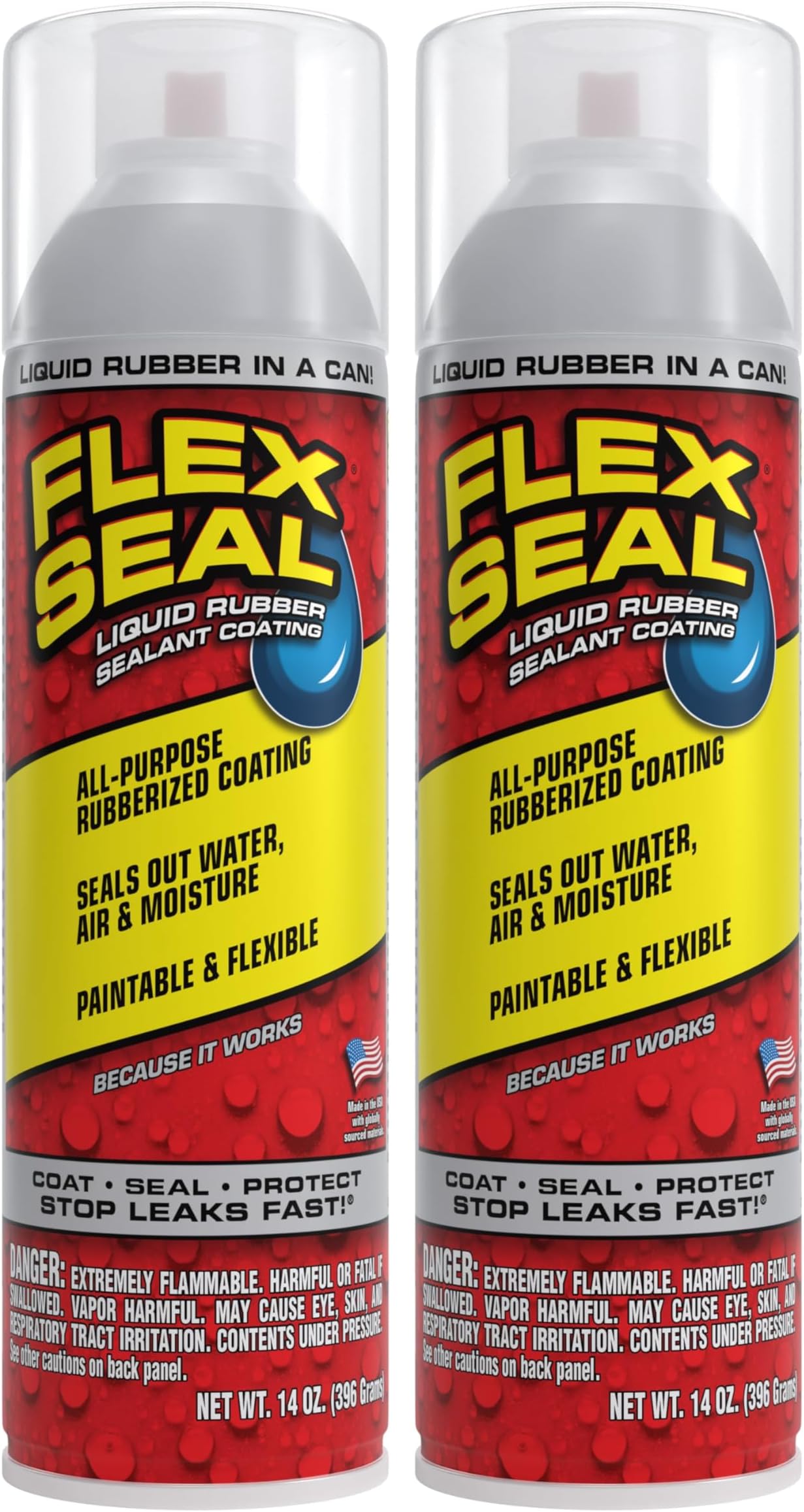Flex Seal Spray Rubber Sealant Coating, 14-oz, Clear (2 Pack)