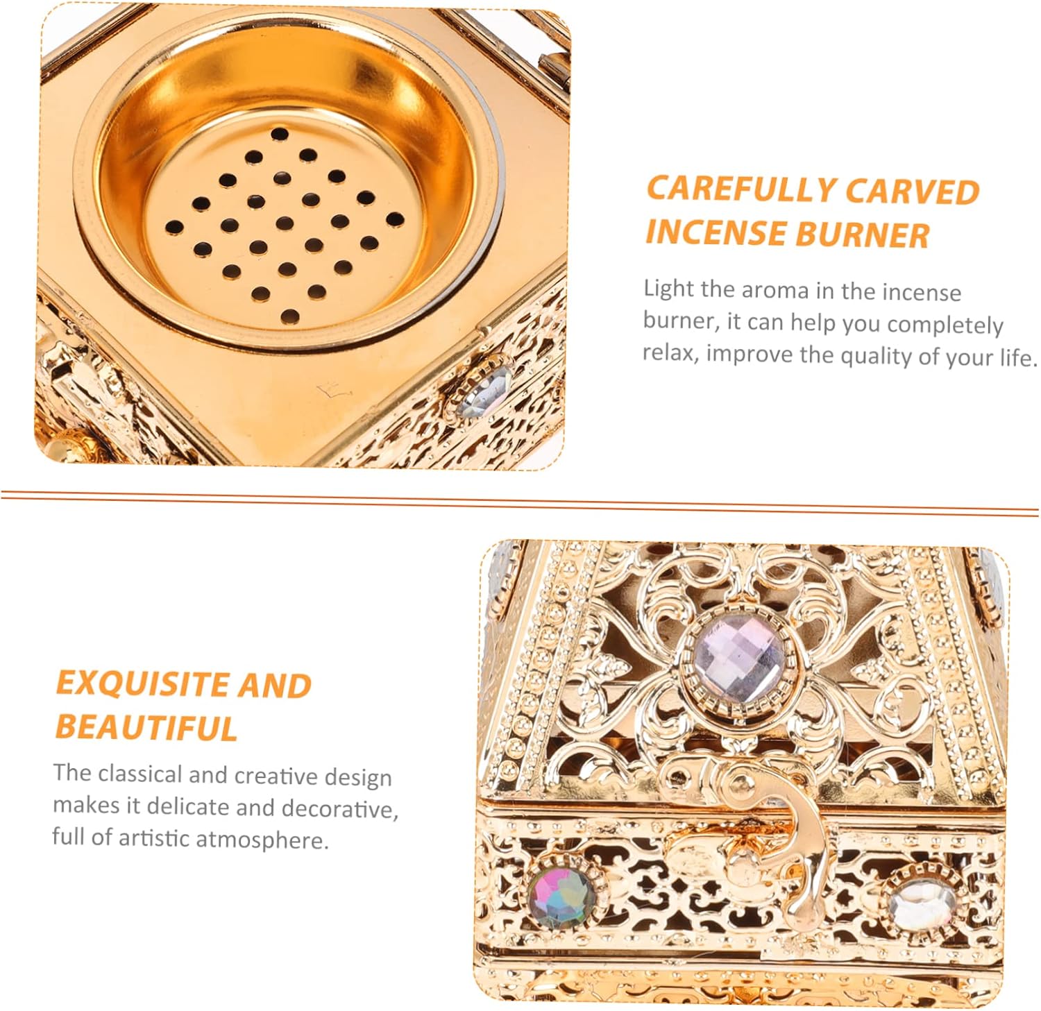 SOLUSTRE Arabian Incense Burner Metal Censer Holder Creative Aroma Burner for Bedroom Office and Tearoom